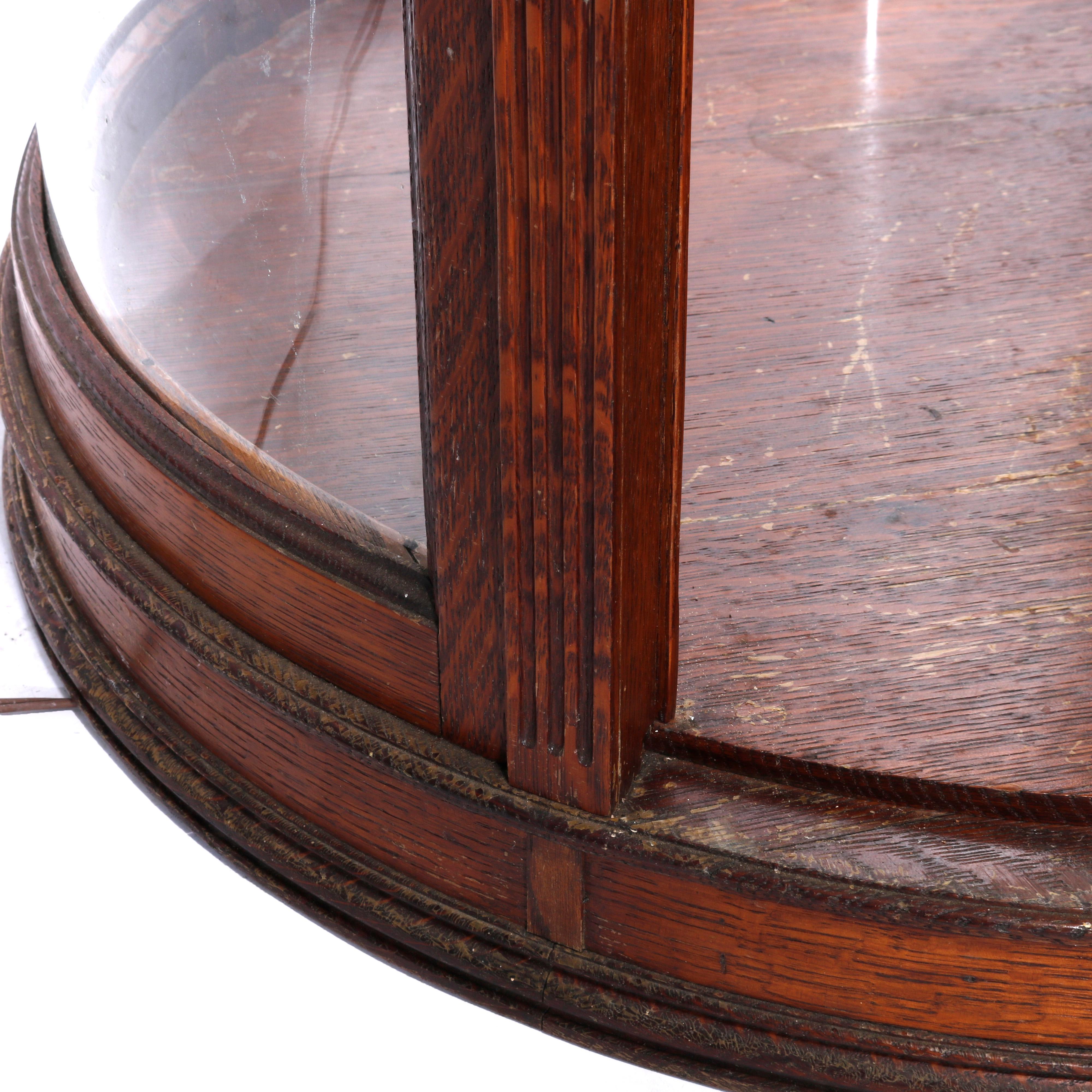 Antique Oak Country Store Curved Glass Jewelry Display Case, C1900 For Sale 9