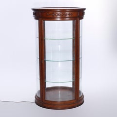 Antique Oak Country Store Curved Glass Jewelry Display Case, C1900
