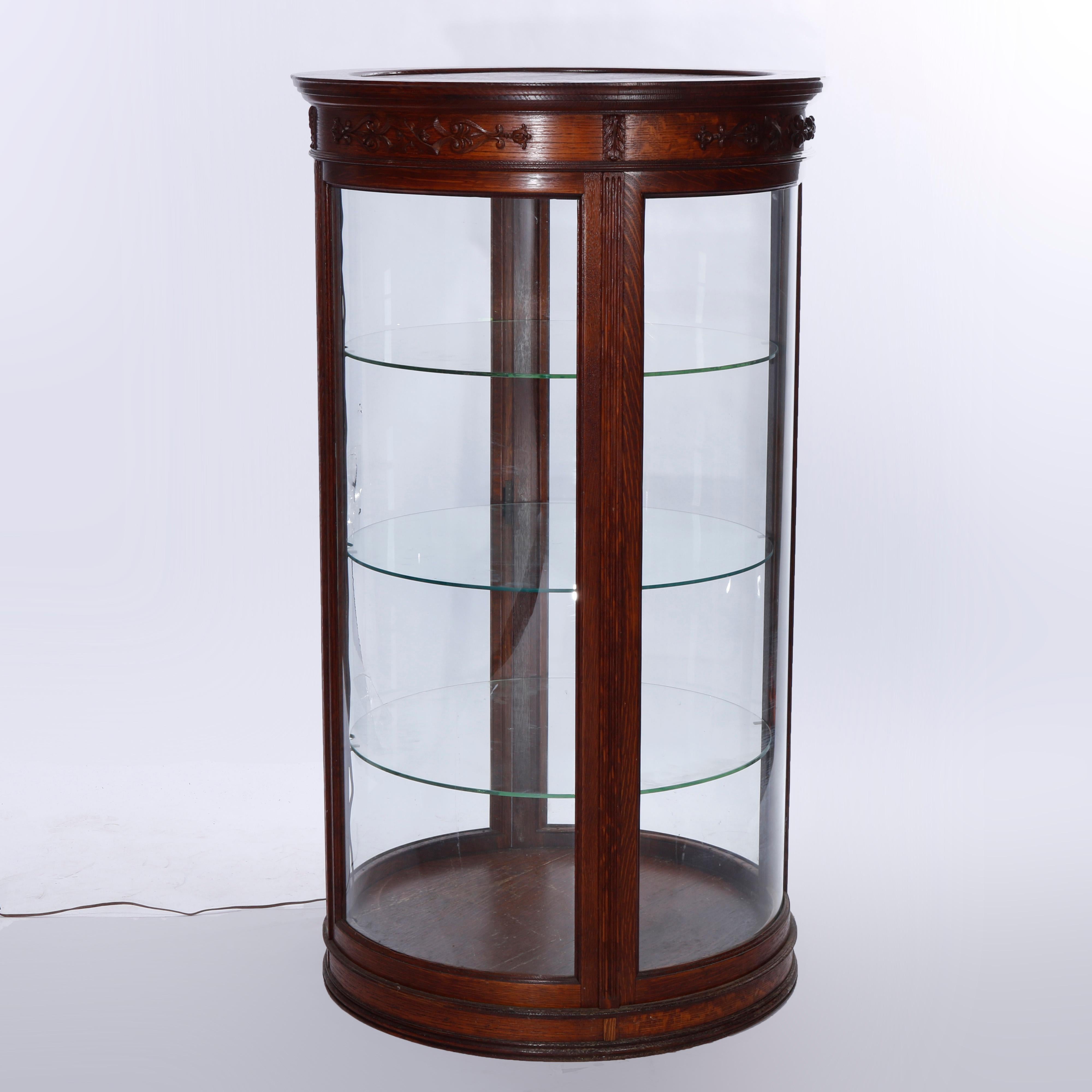 antique rounded glass cabinet