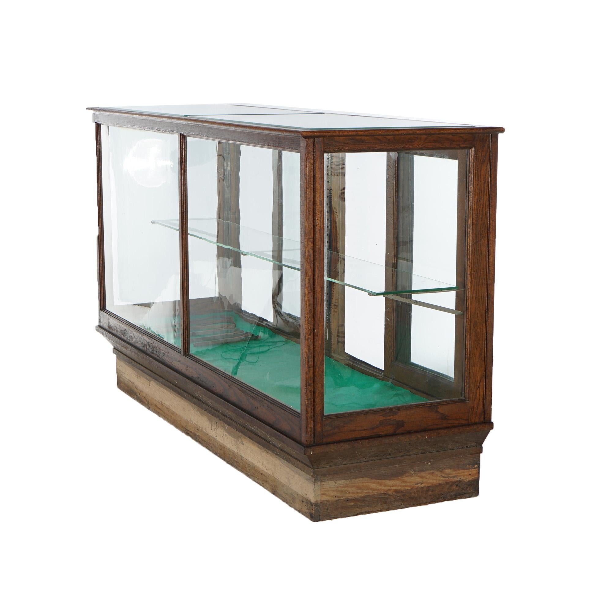 Glass Antique Oak Country Store Display Case, Floor Model, Signed Saginaw, c1920