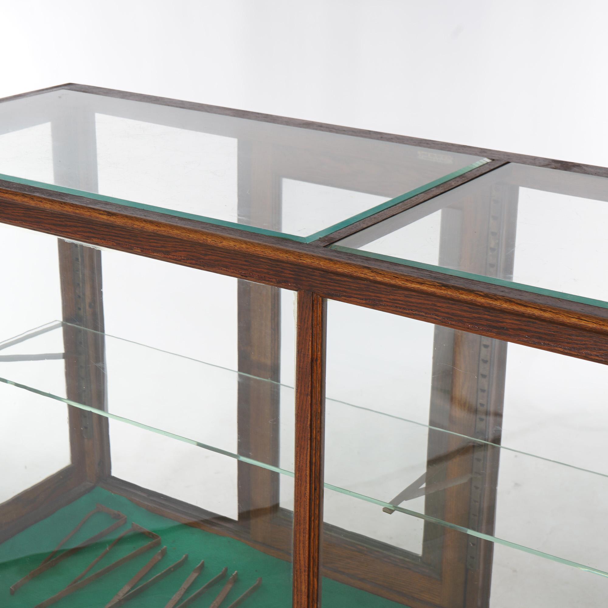American Antique Oak Country Store Display Case, Floor Model, Signed Saginaw, c1920 For Sale