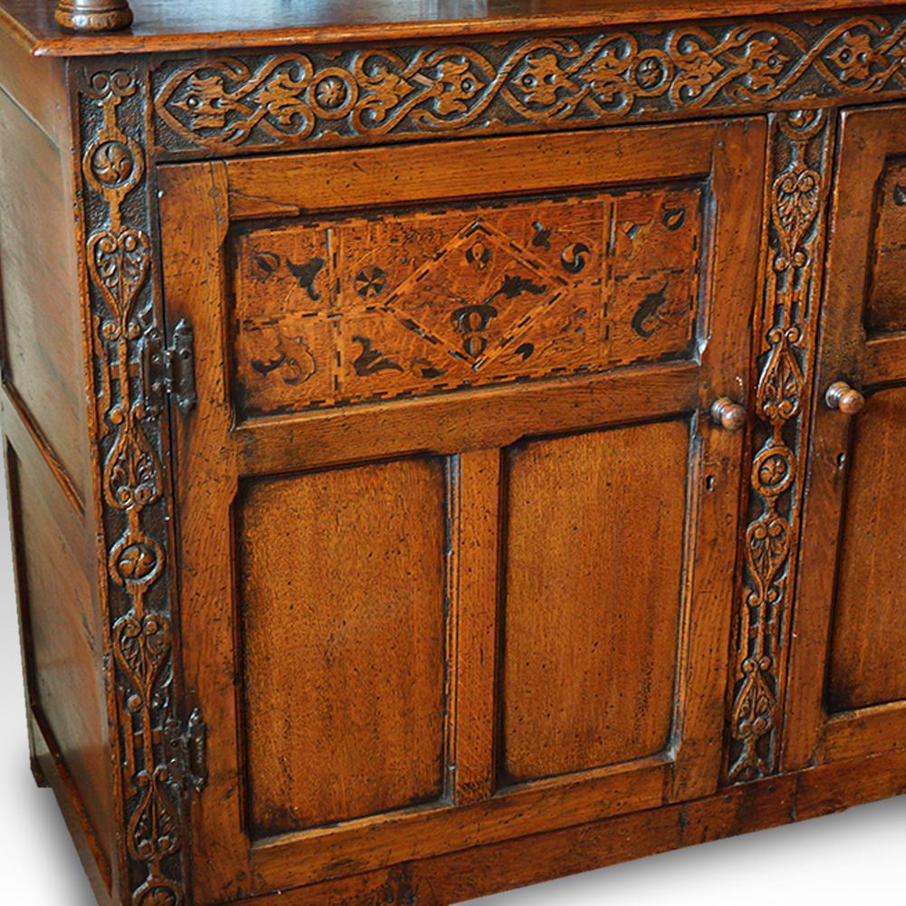 English Antique Oak Court Cupboard For Sale