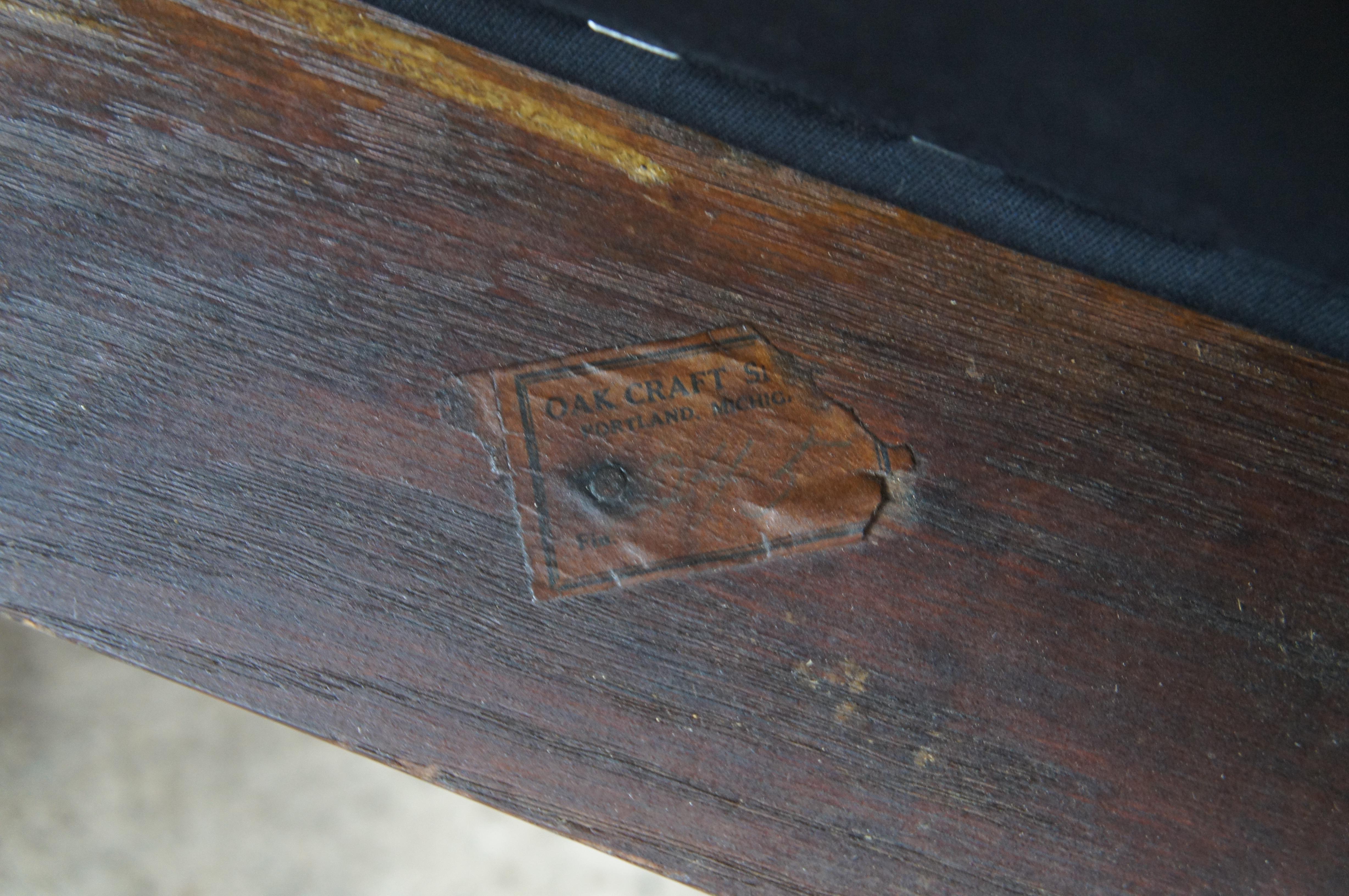 Antike Eiche Craft Mission Arts & Crafts Schaukelstuhl Schaukelstuhl Wildleder Sitz Michigan im Angebot 5