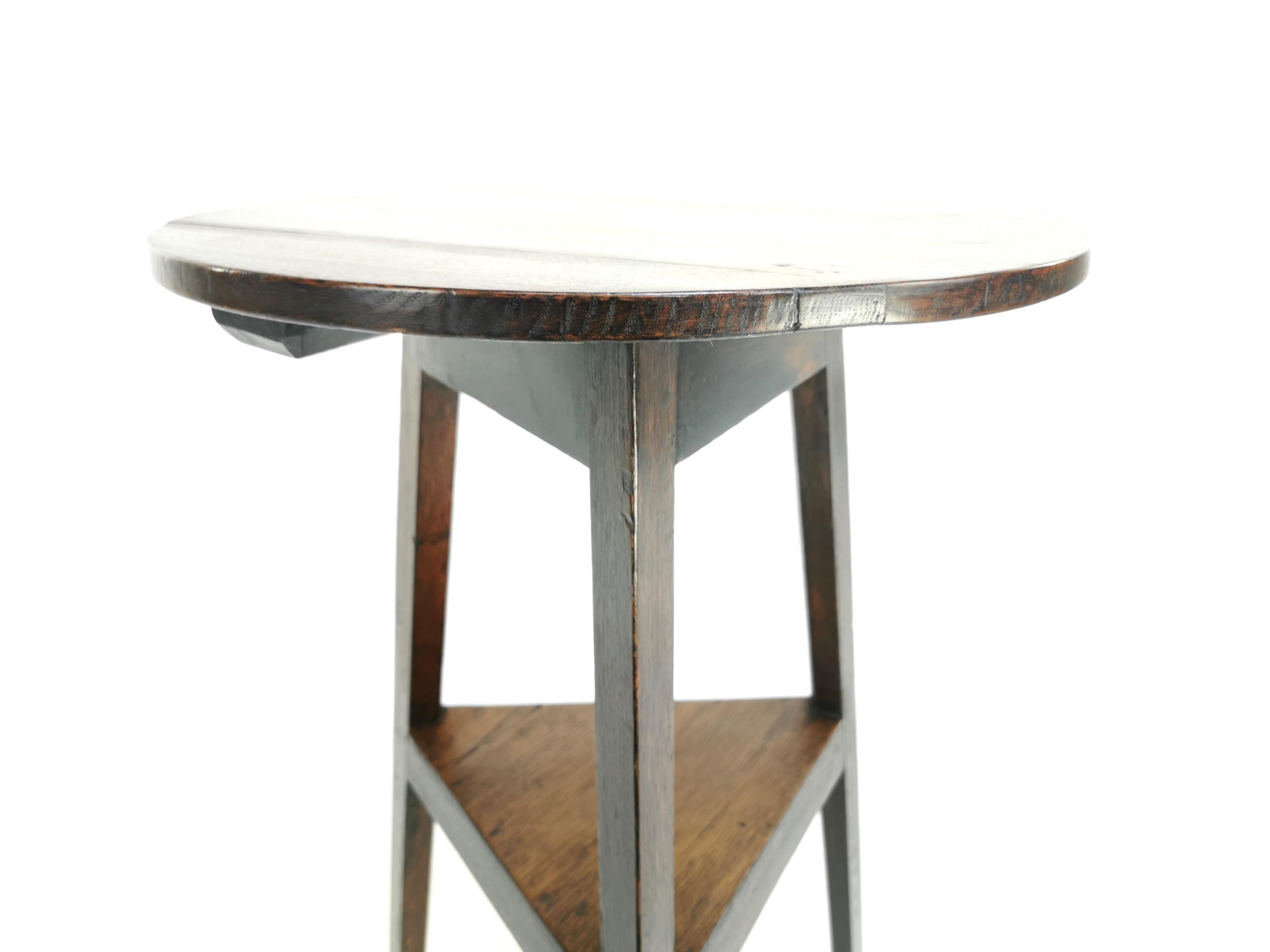 British Antique Oak Cricket Table, Side Occasional Table