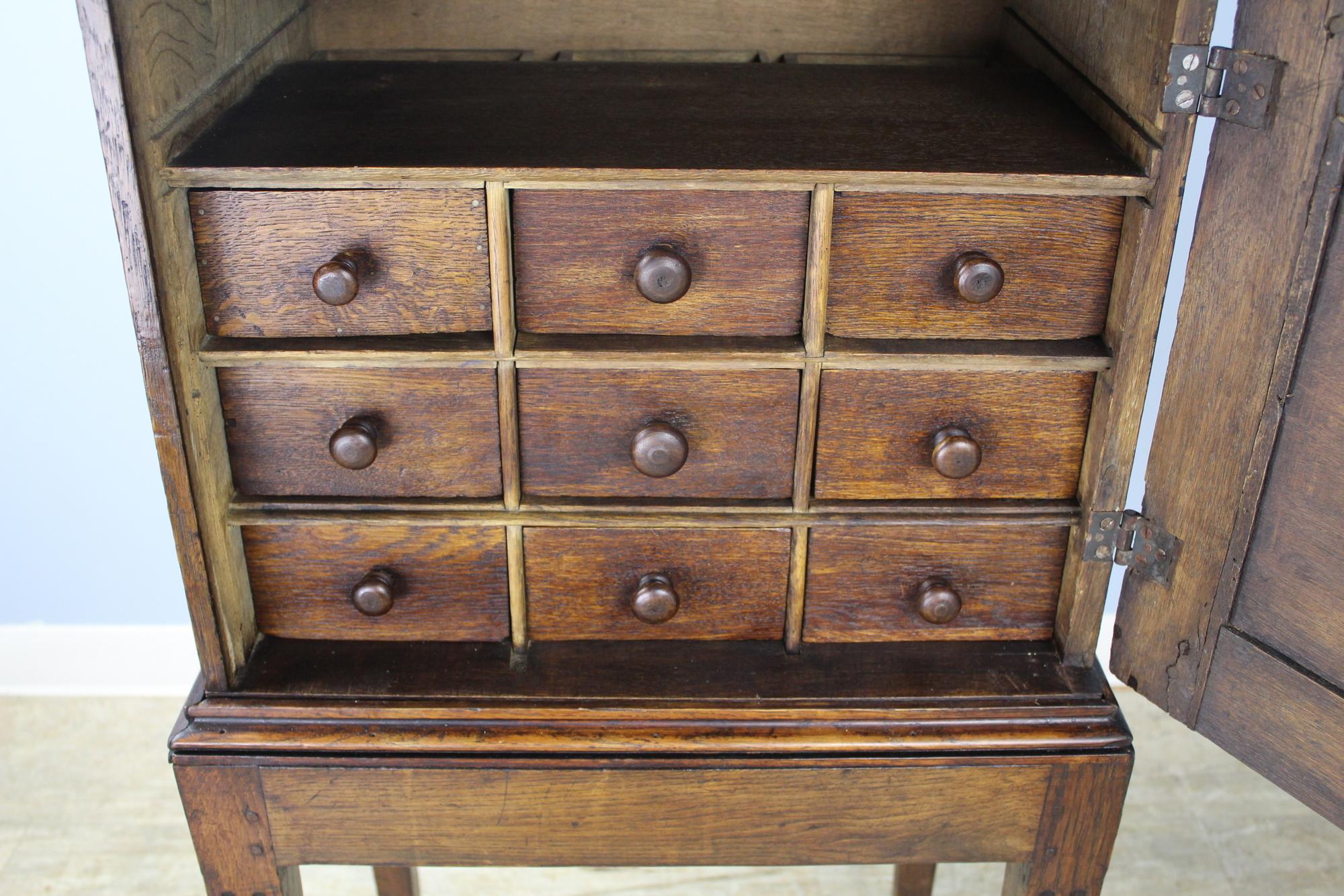 Antique Oak Cupboard on Stand For Sale 3