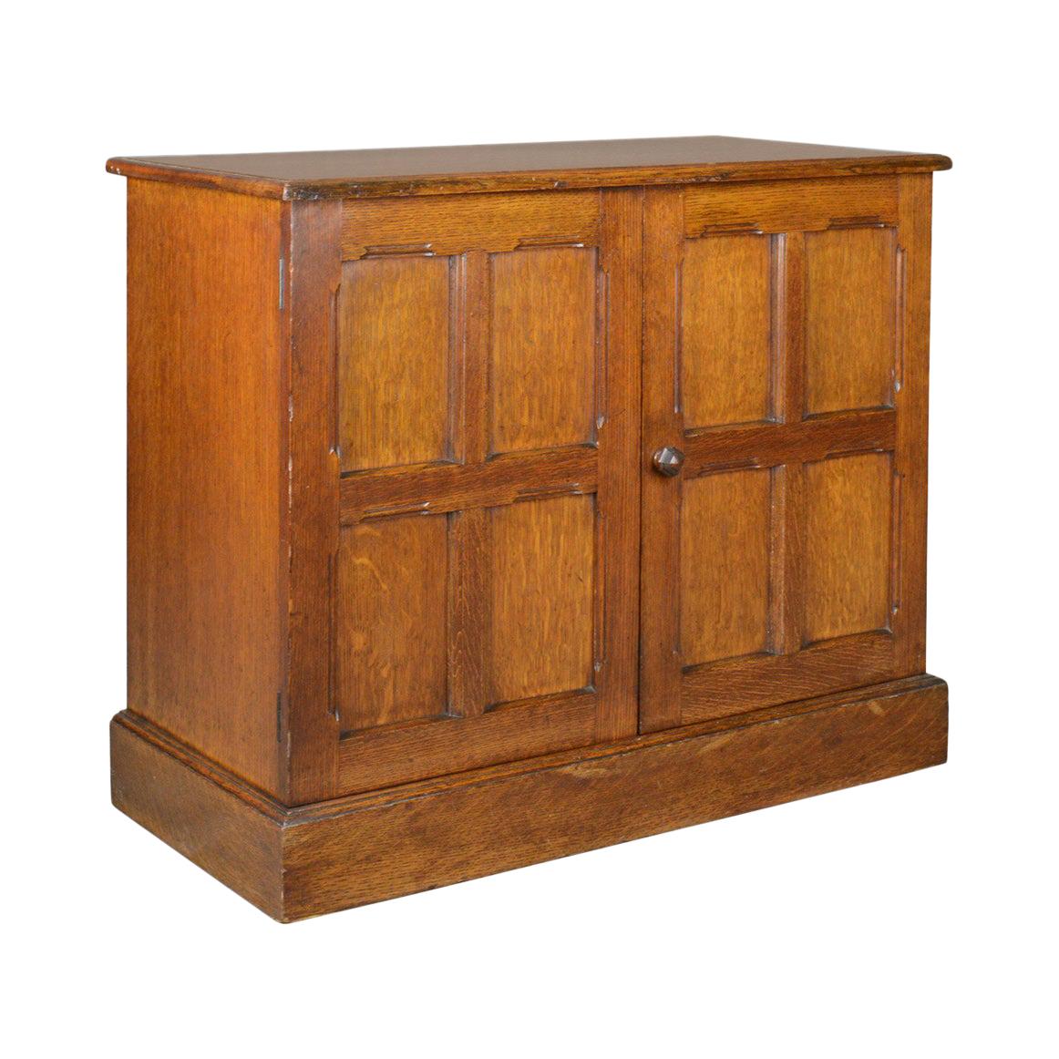 Antique Oak Cupboard, Two Door, English, Panelled, Low