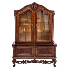 Antique Oak Cupboard Vitrine, Belgium, circa 1900