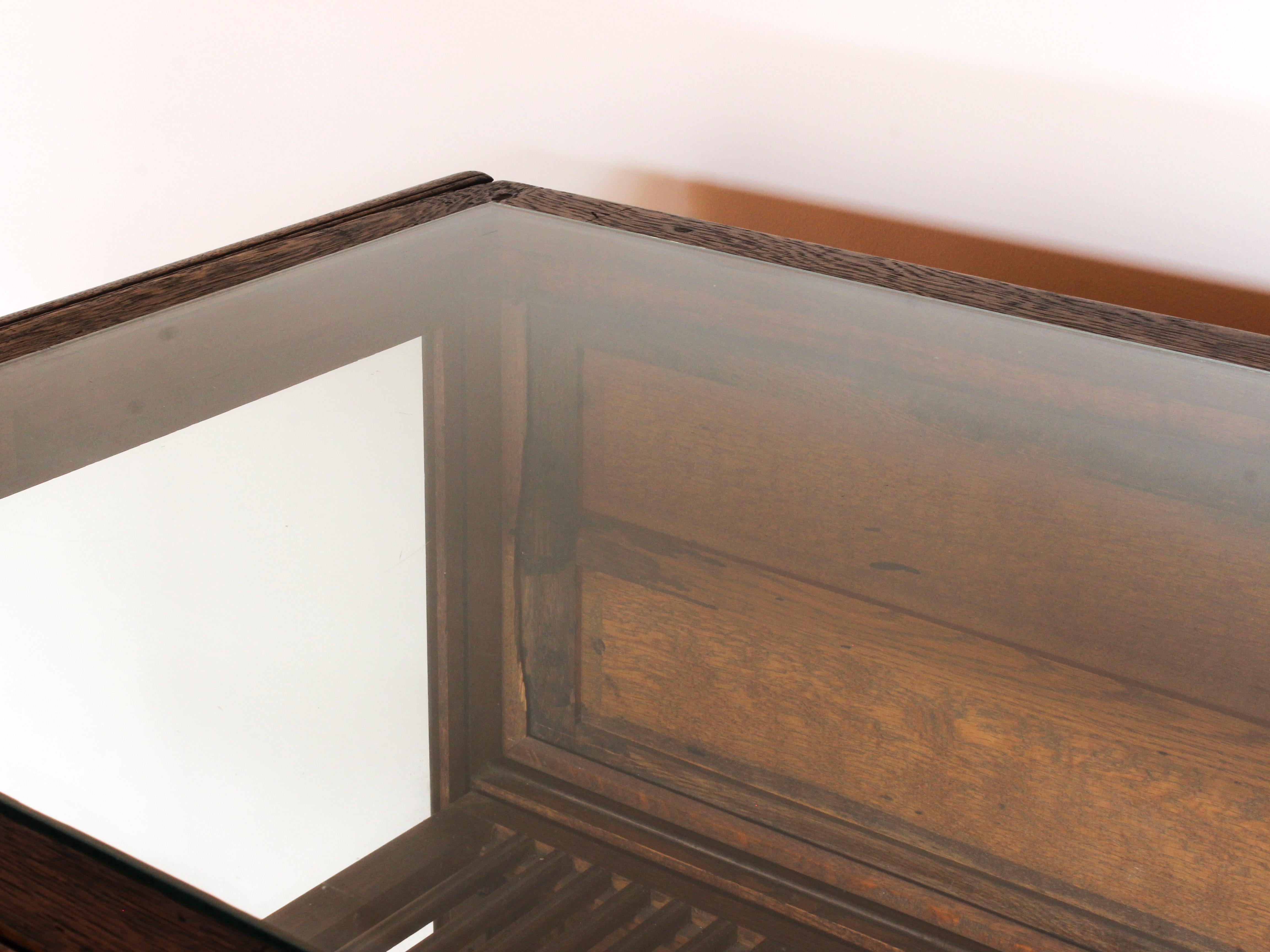 Antique Oak Curio Display Case with Original Glass 15
