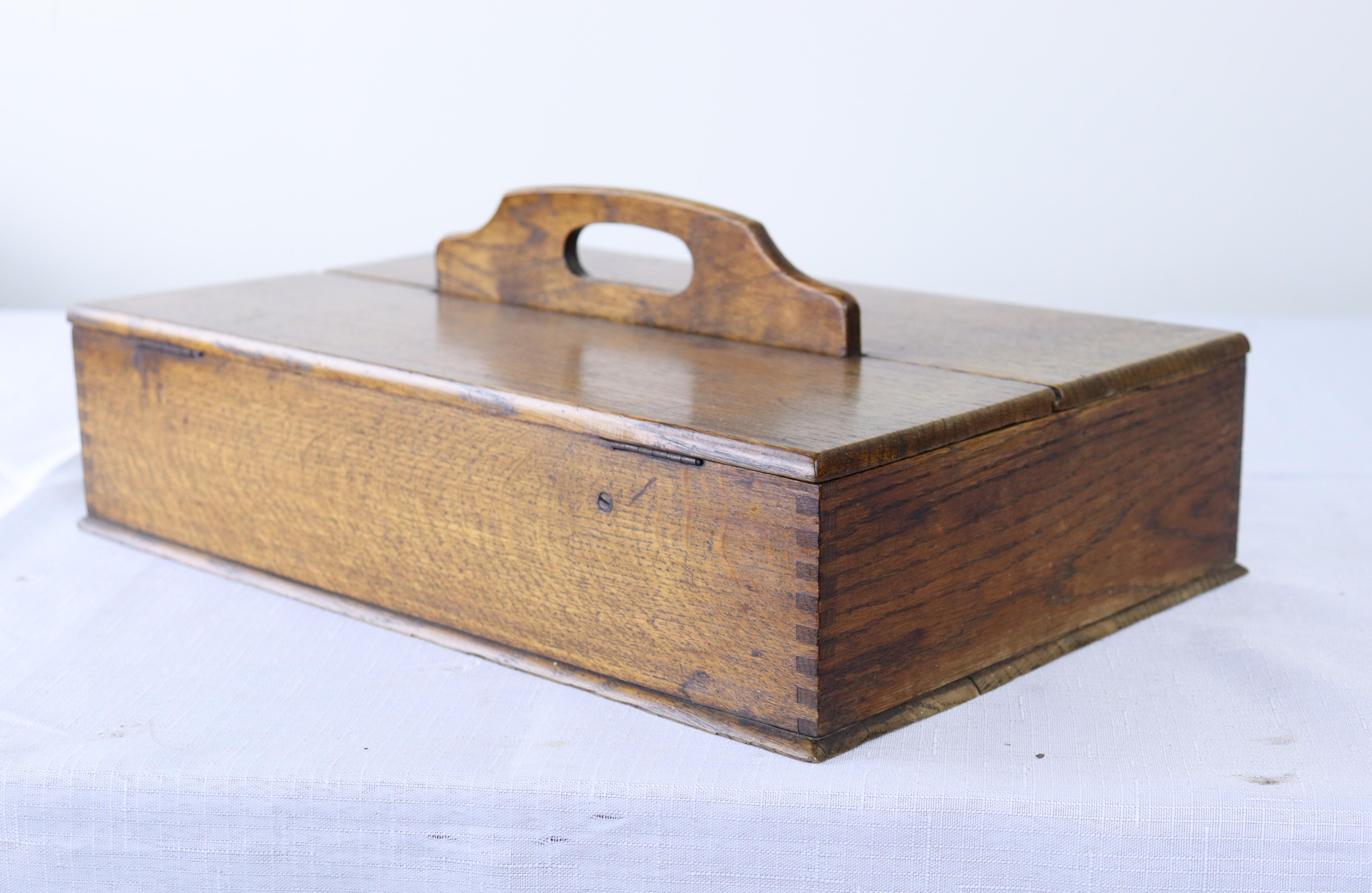 antique wooden cutlery box