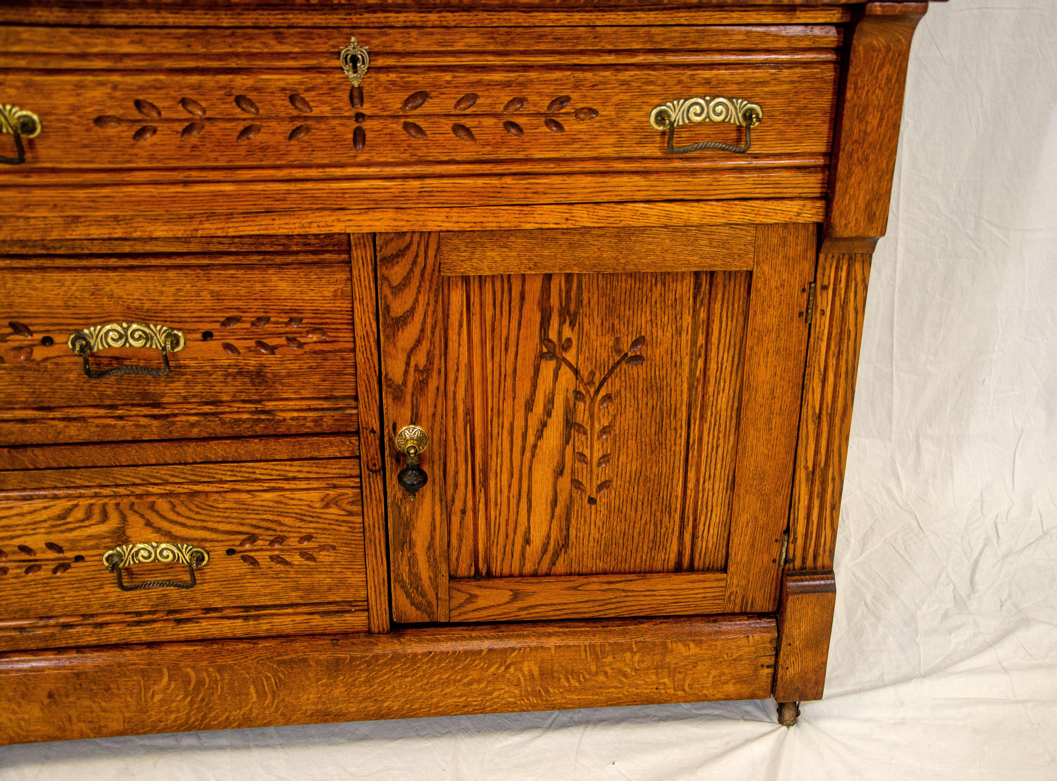 Antique Oak Cylinder Desk with Bookcase Top, Eastlake Victorian 5