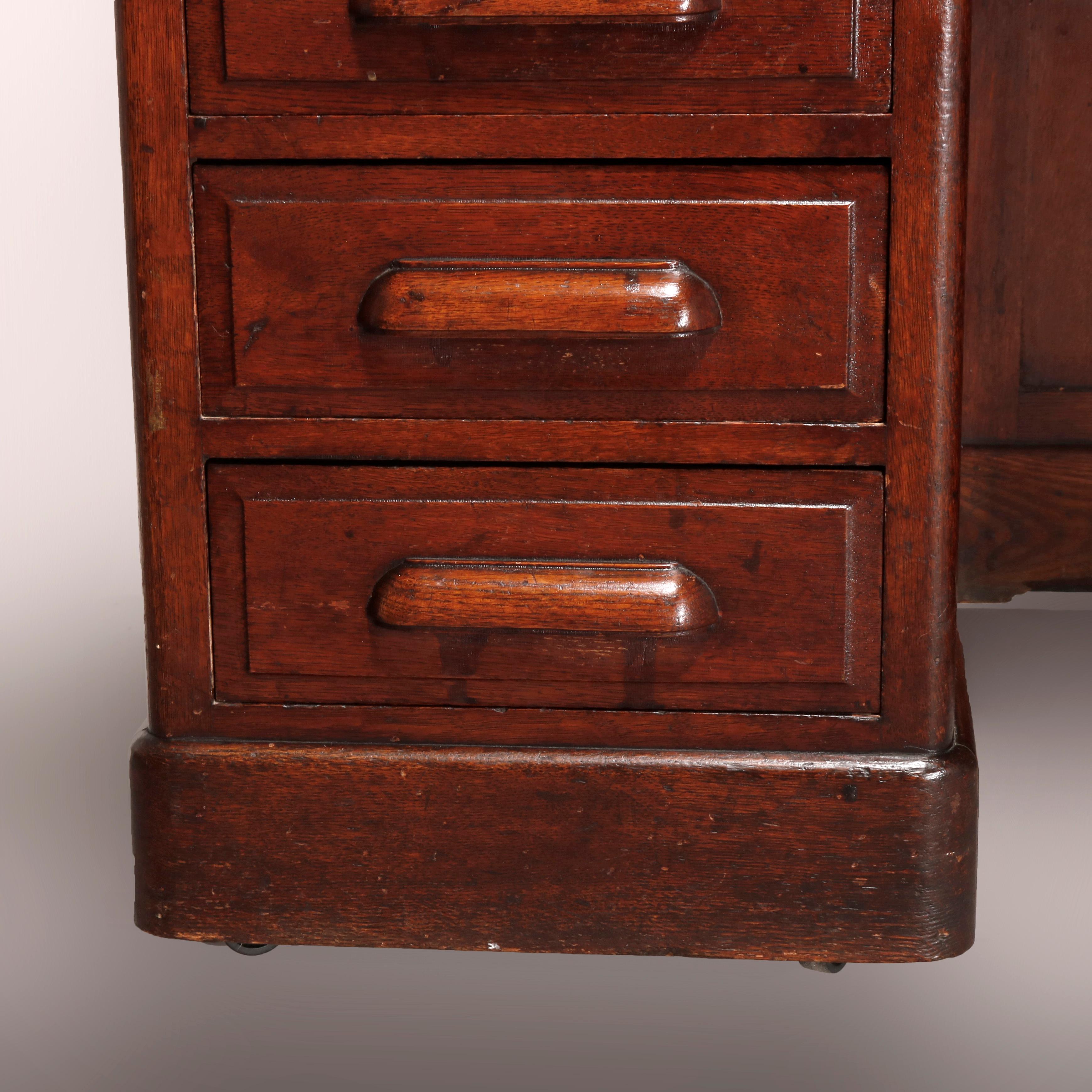 Antique Oak Derby School Raised Panel S-Roll Top Desk, Circa 1900 5