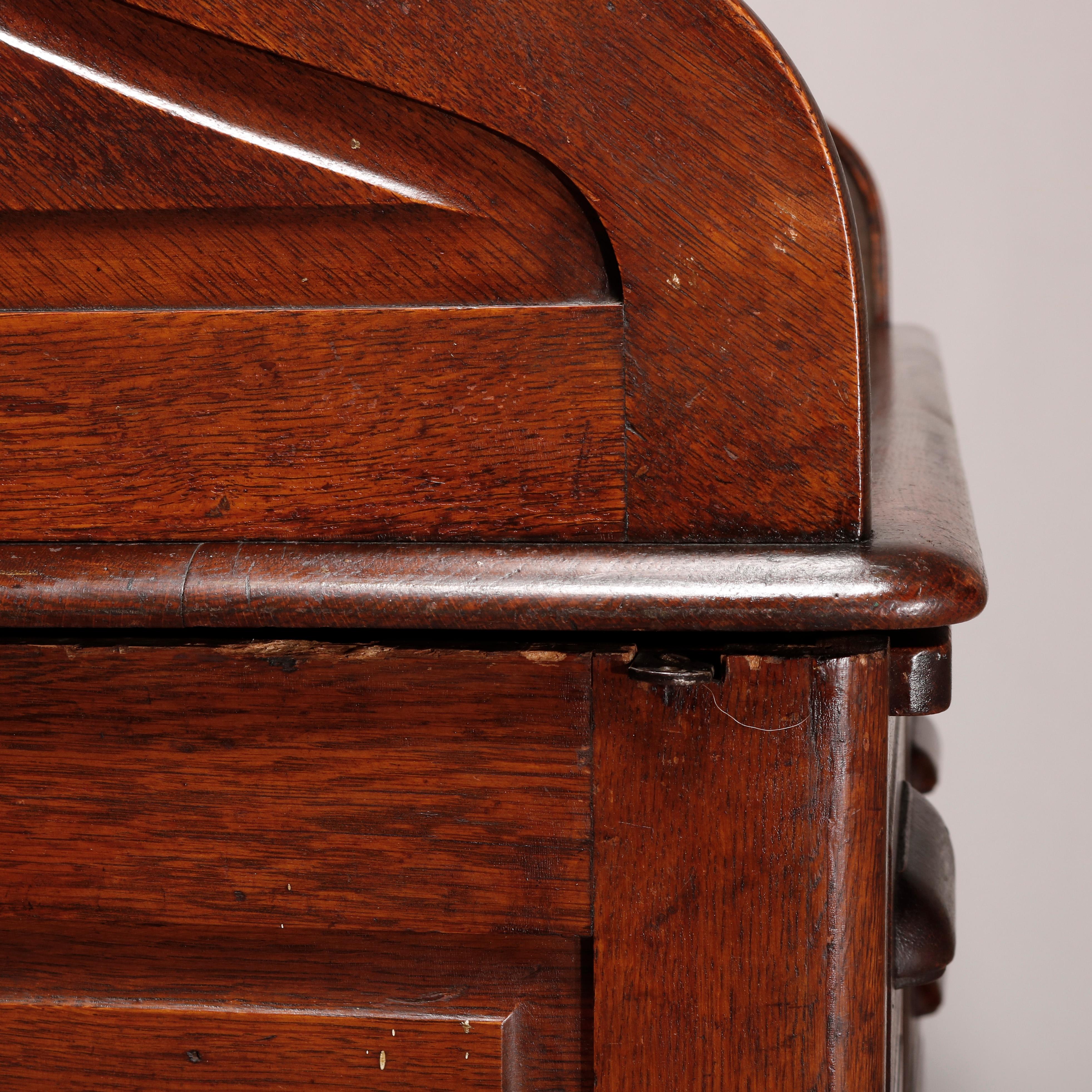 Antique Oak Derby School Raised Panel S-Roll Top Desk, Circa 1900 9