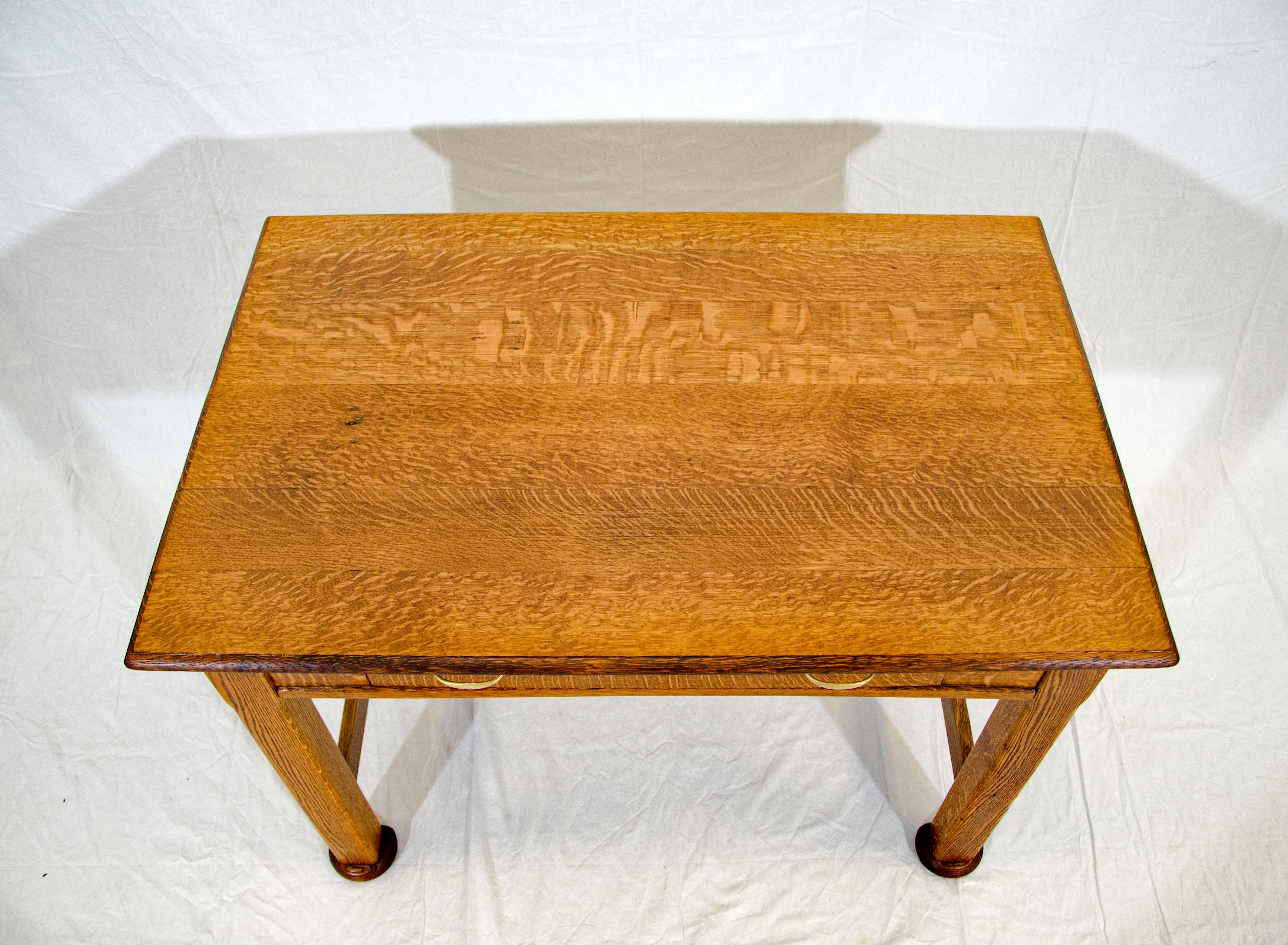 Antique Oak Desk, Breakfast or Library Table, and Two Chairs In Good Condition In Crockett, CA