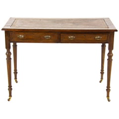 Antique Oak Desk, Scottish Leather Top Writing Table, Scotland 1900, B1474