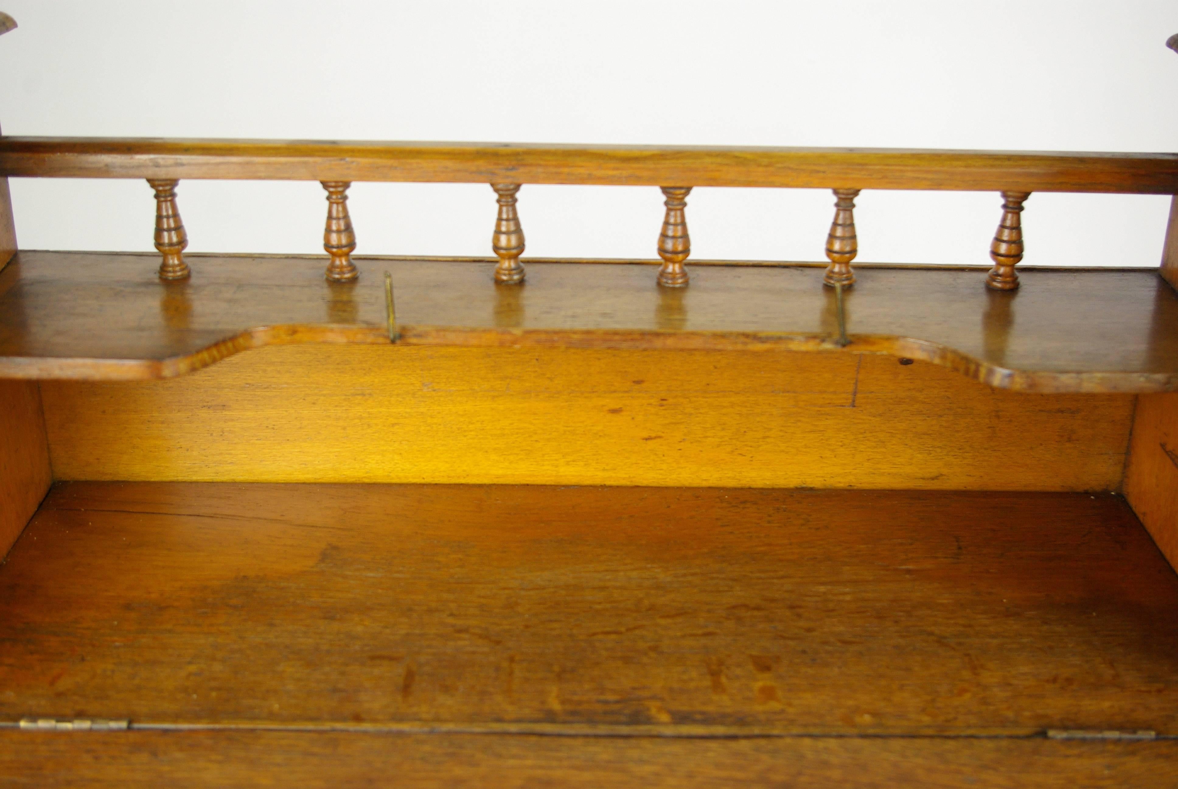 Antique Oak Desk, Slant Front Desk, Victorian Dickens Desk, England, 1880 4