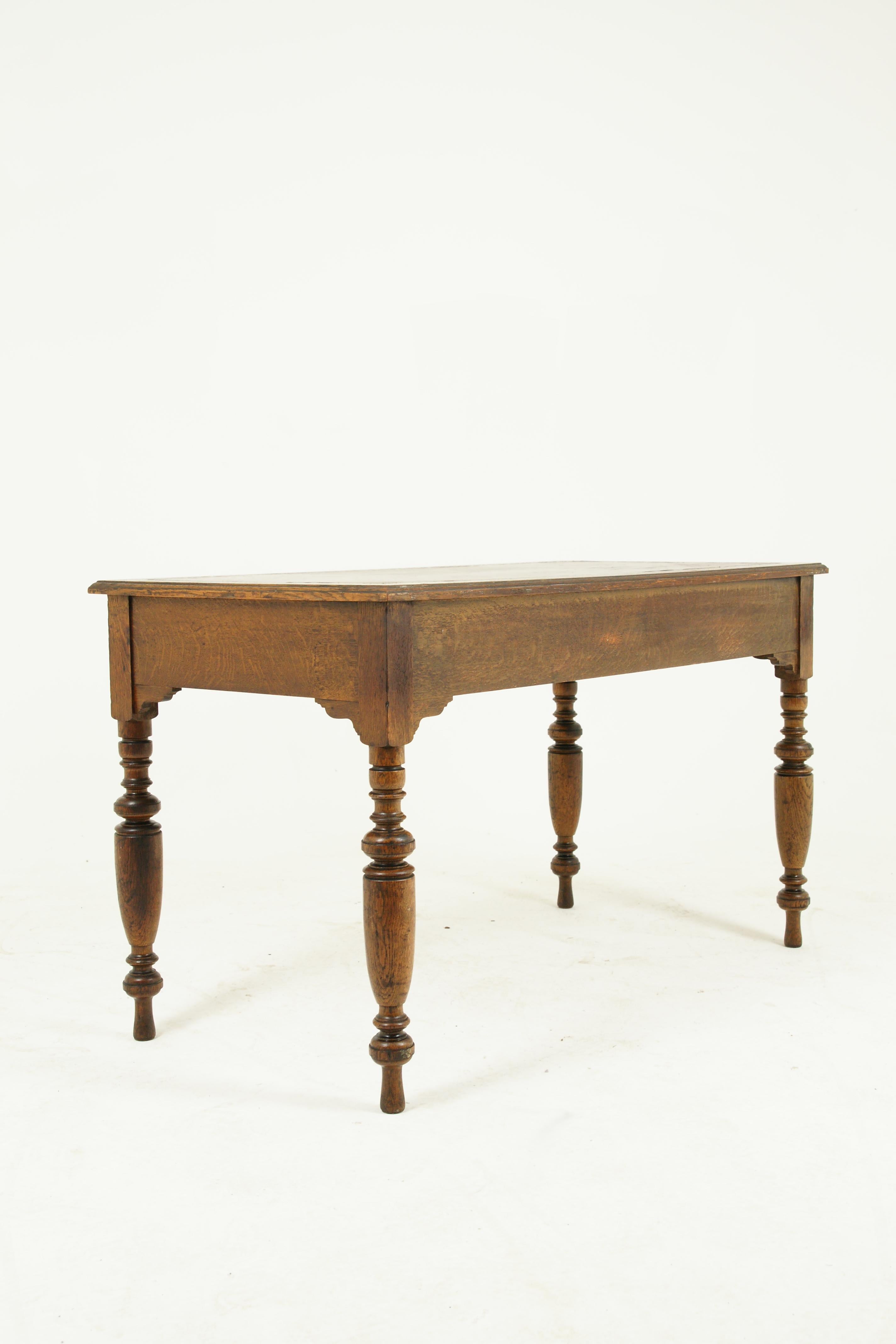 Antique Oak Desk, Writing Table, Victorian Desk, Tiger Oak, Scotland, 1900 1