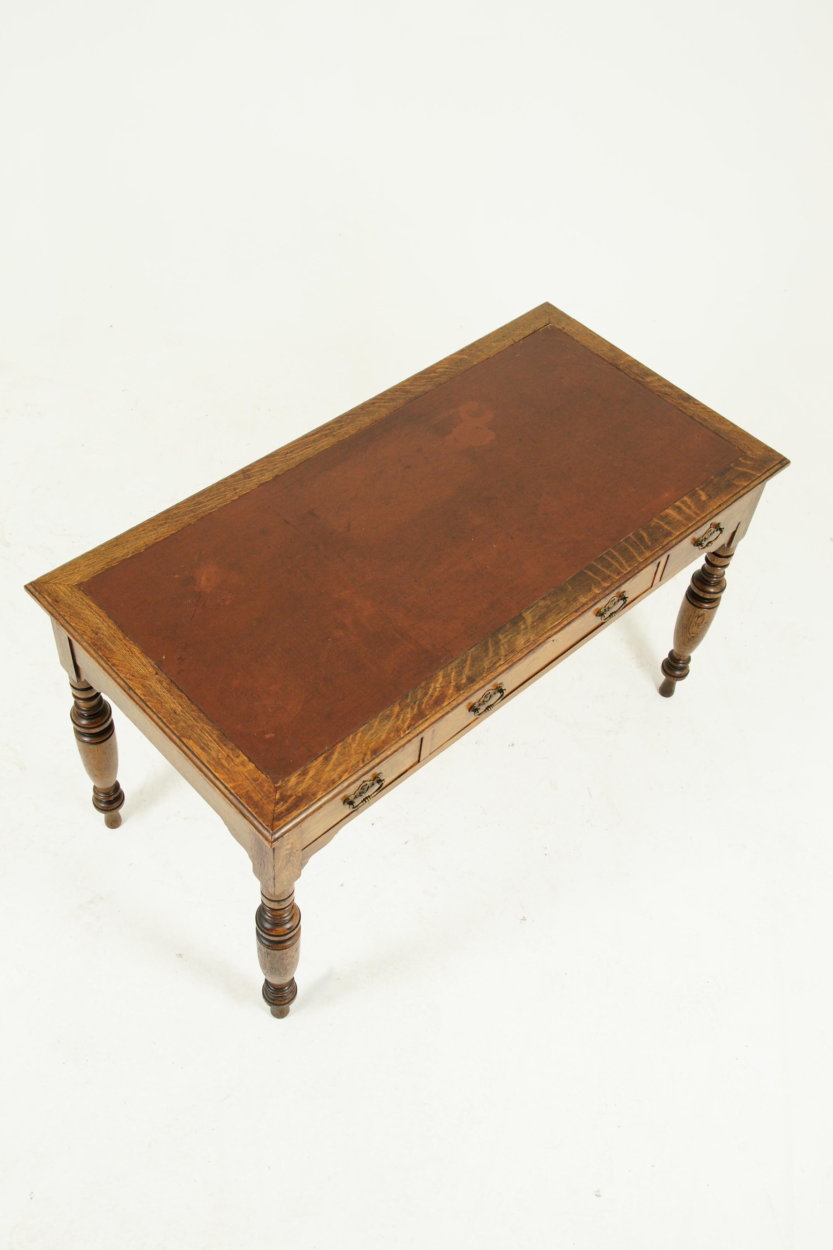 Antique Oak Desk, Writing Table, Victorian Desk, Tiger Oak, Scotland, 1900 3