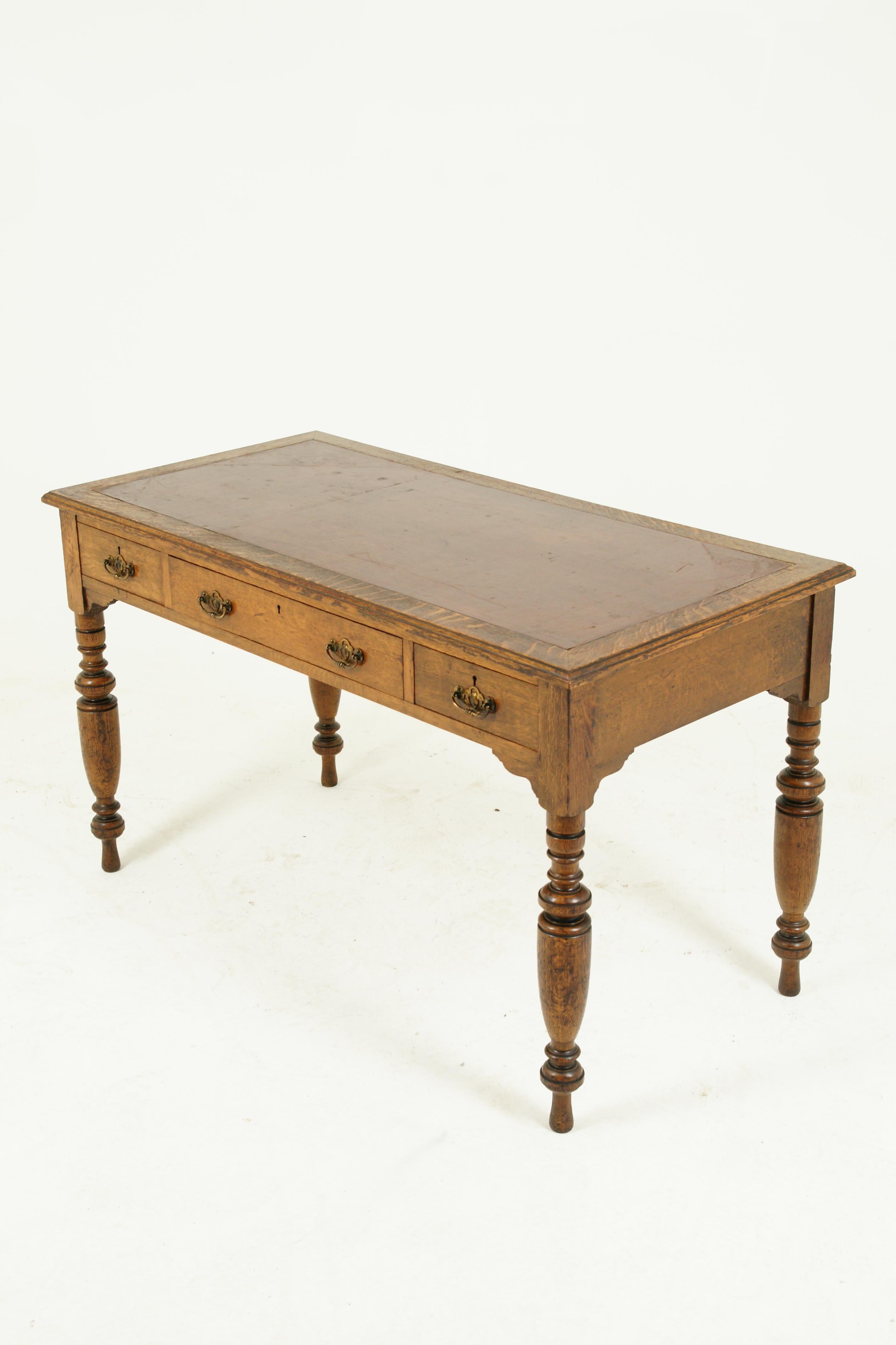 Antique Oak Desk, Writing Table, Victorian Desk, Tiger Oak, Scotland, 1900 5