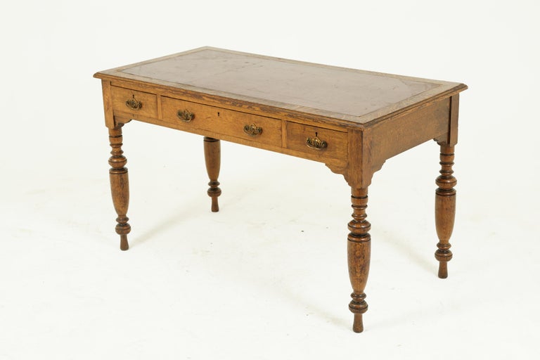 Antique Oak Desk, Writing Table, Victorian Desk, Tiger Oak, Scotland
