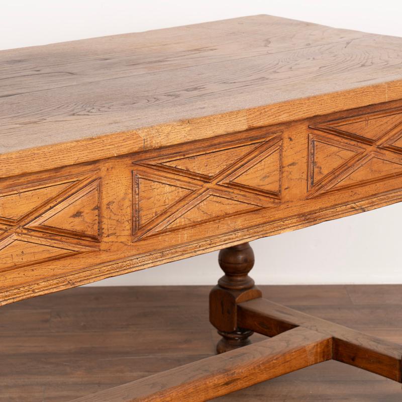 19th Century Antique Oak Desk Writing Table with Two Drawers from France