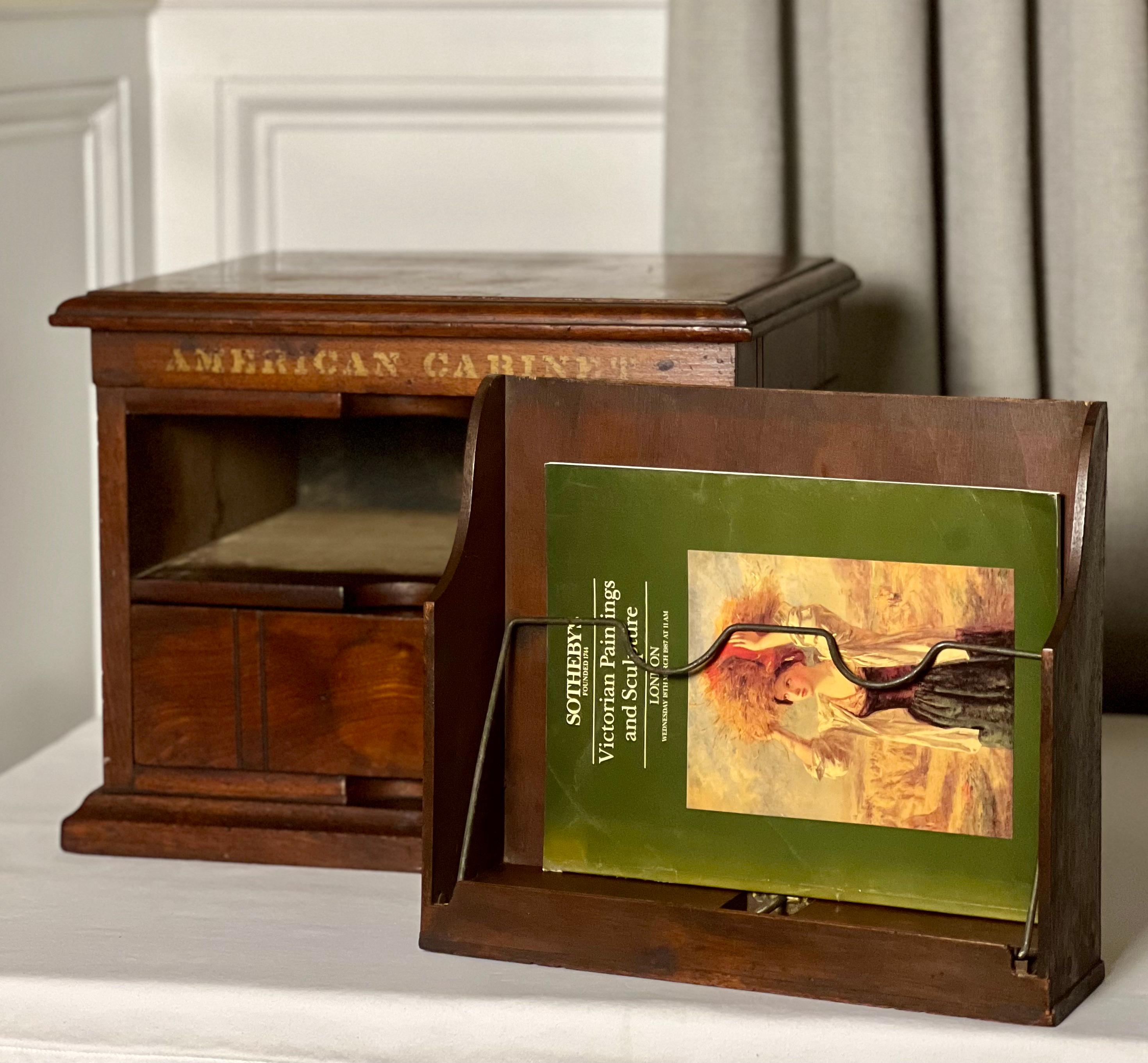 Antique Oak Desktop Letter File Cabinet by American Cabinet Co. For Sale 5