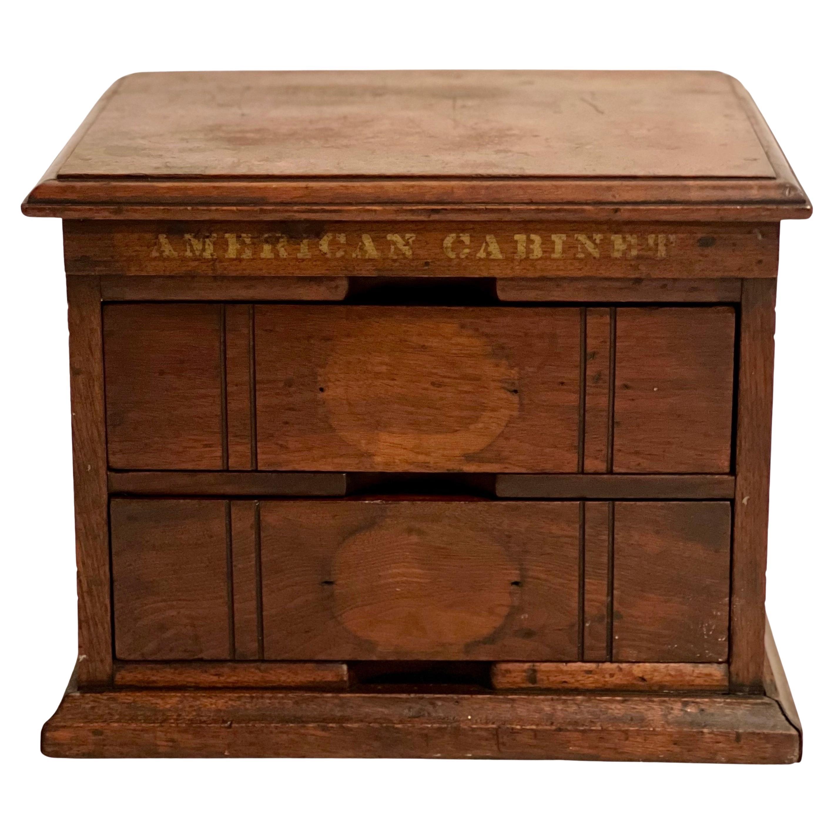 Antique Oak Desktop Letter File Cabinet by American Cabinet Co. en vente