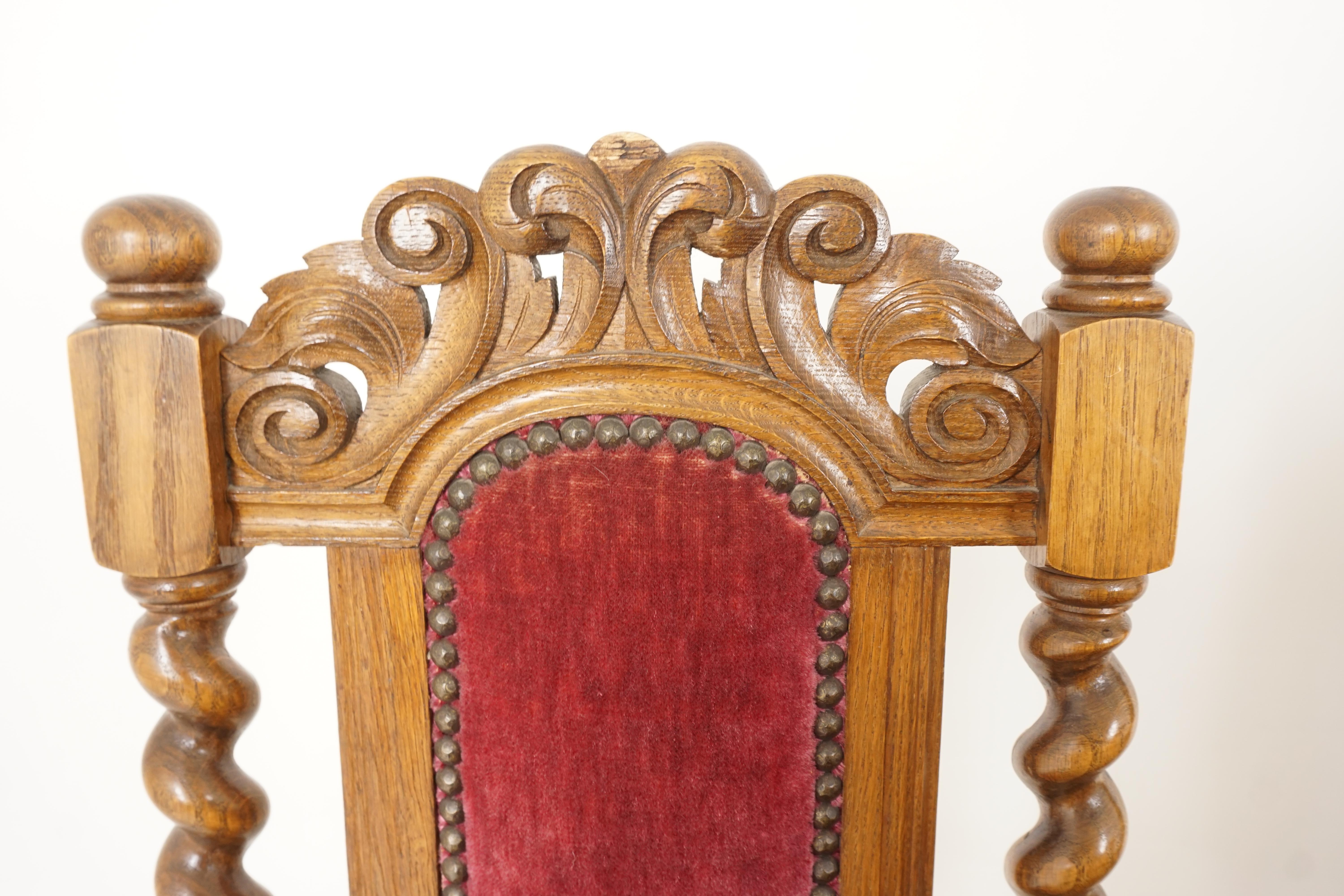 Antique Oak Dining Chairs, Barley Twist, Antique Furniture, American 1920, B2097 In Good Condition In Vancouver, BC