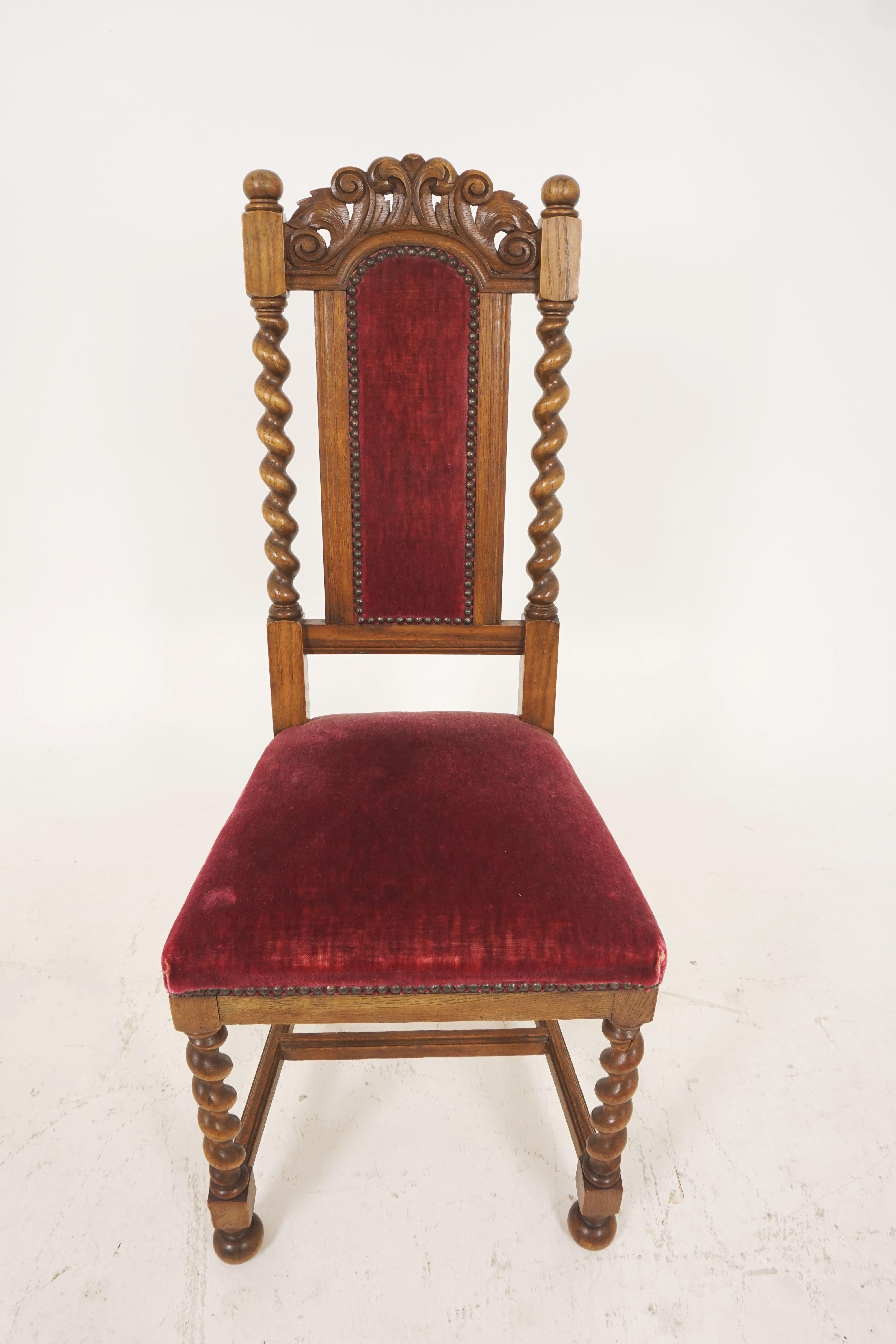 Antique Oak Dining Chairs, Barley Twist, Antique Furniture, American 1920, B2097 1