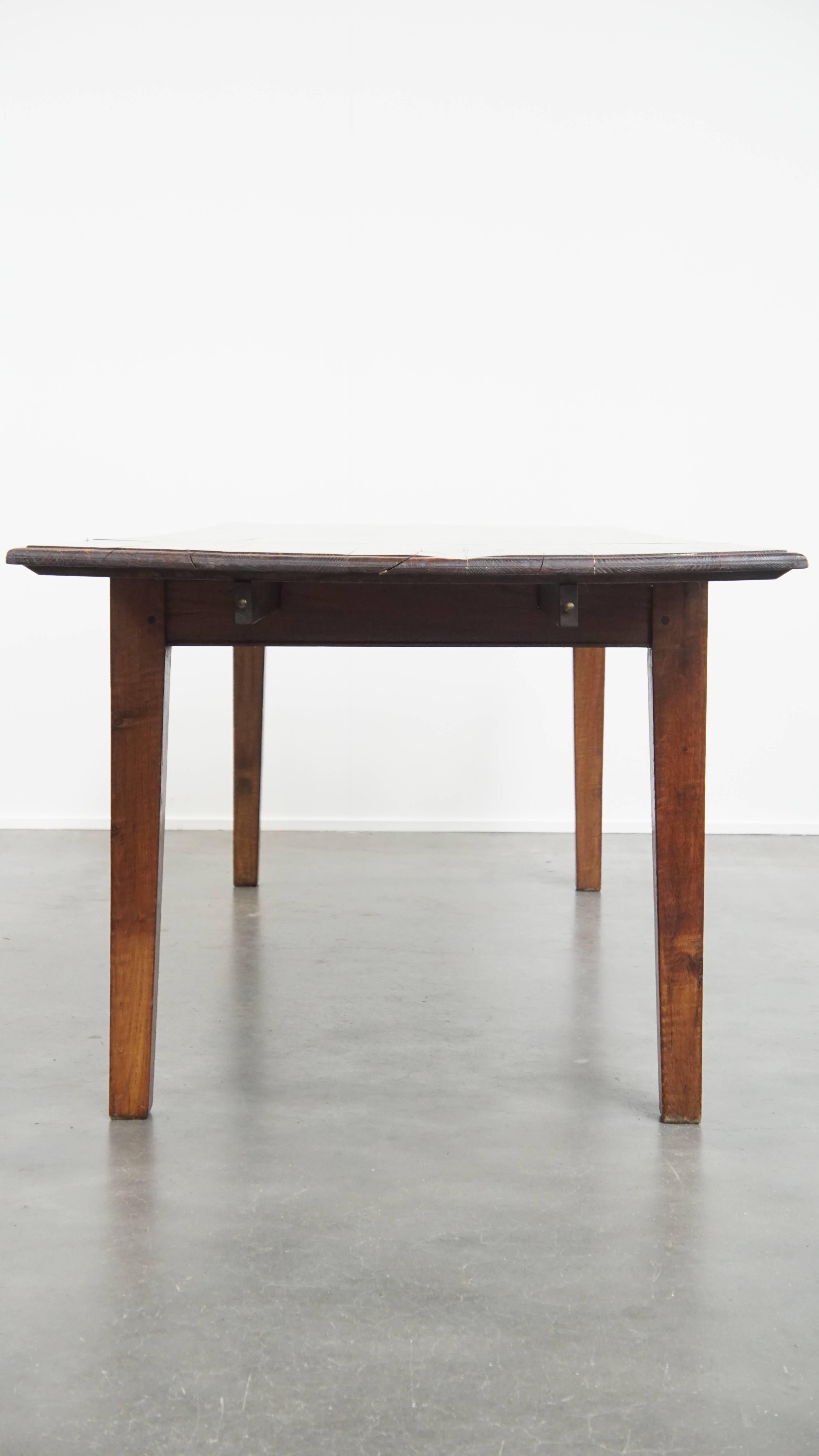 19th Century Antique oak dining table from early 1900 with a drop-leaf on one side For Sale