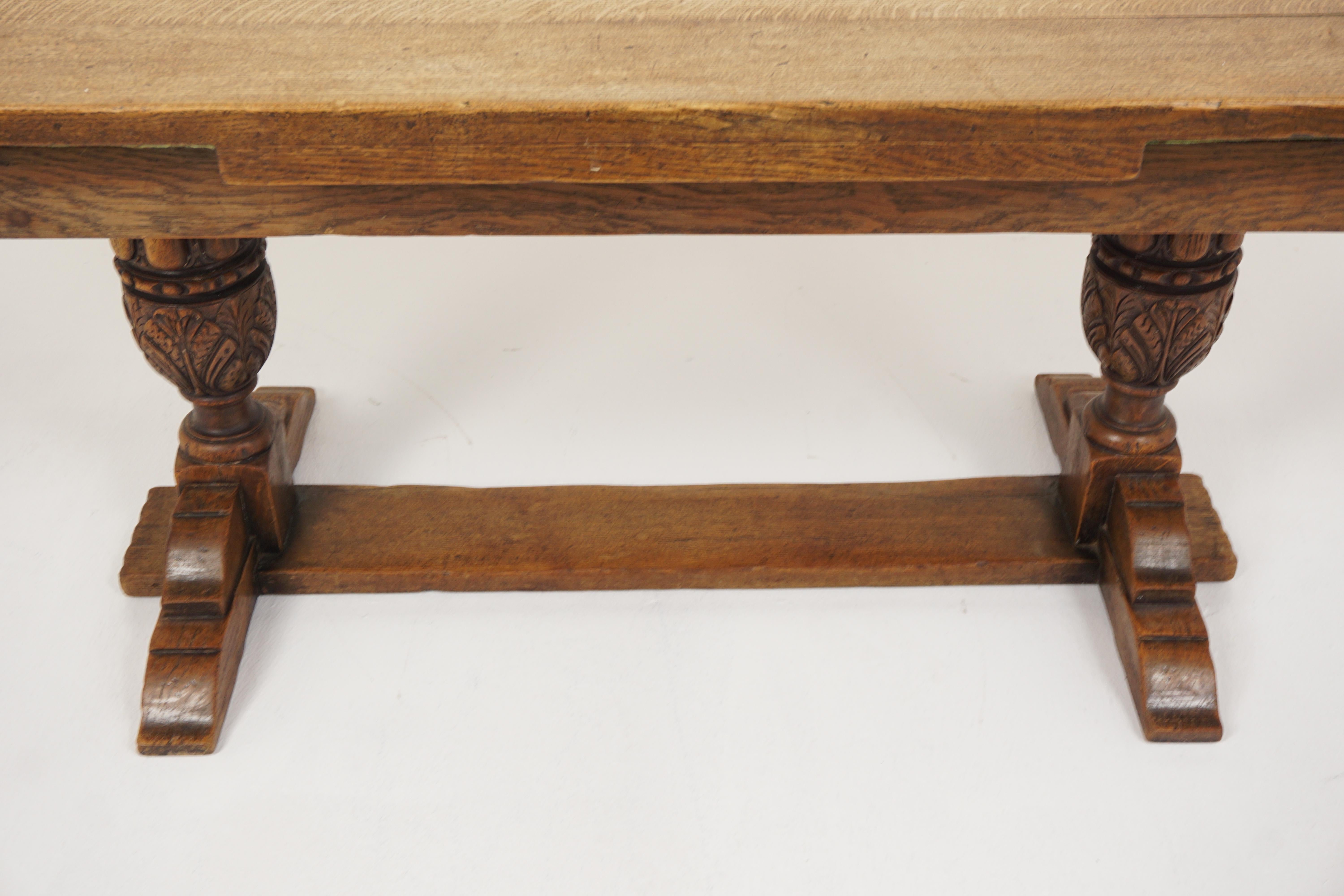 Antique Oak Dining Table with Leaves, Farmhouse Table, Scotland 1910, B2592 3