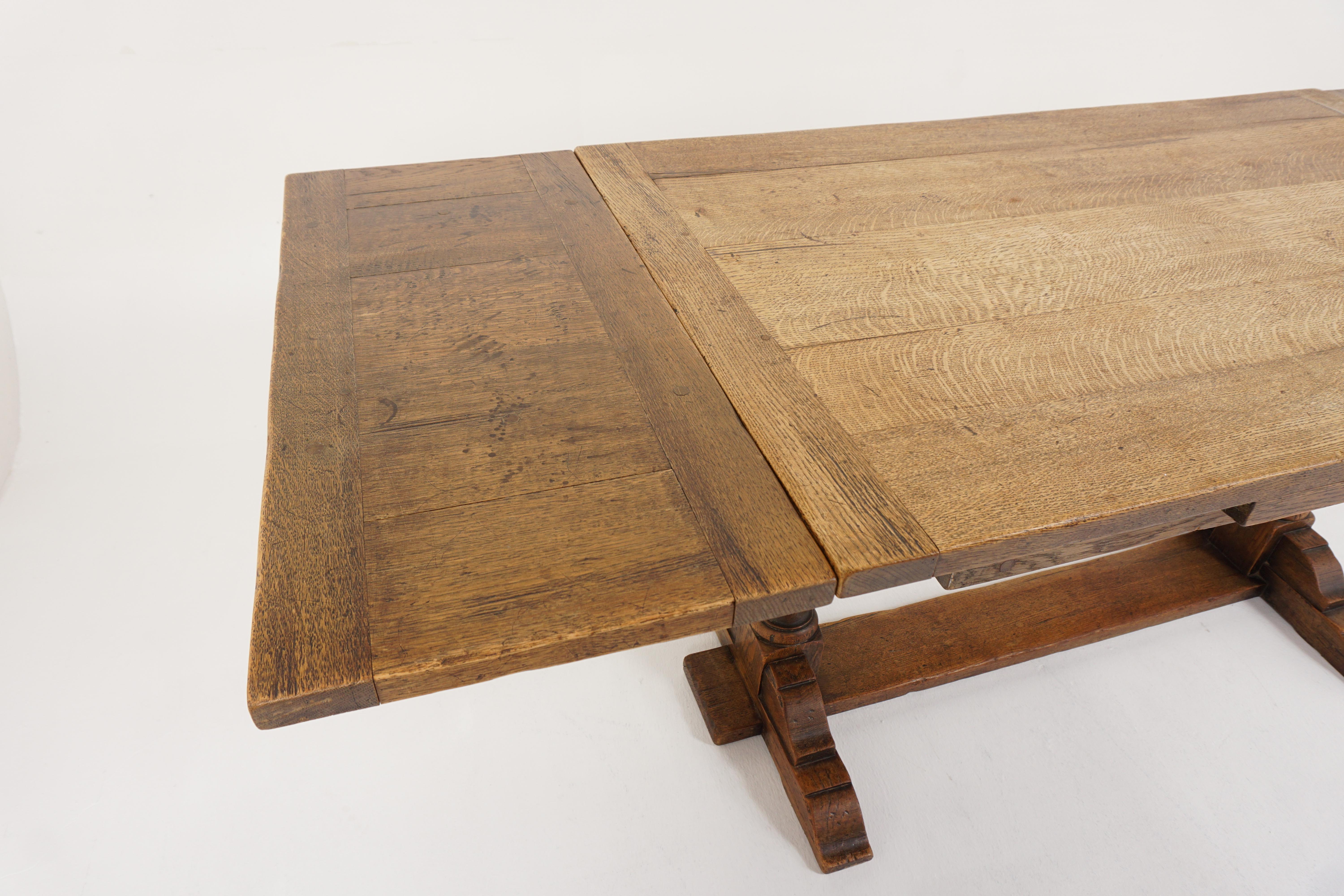 Antique Oak Dining Table with Leaves, Farmhouse Table, Scotland 1910, B2592 1