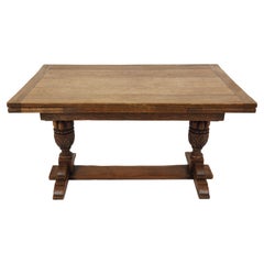 Antique Oak Dining Table with Leaves, Farmhouse Table, Scotland 1910, B2592