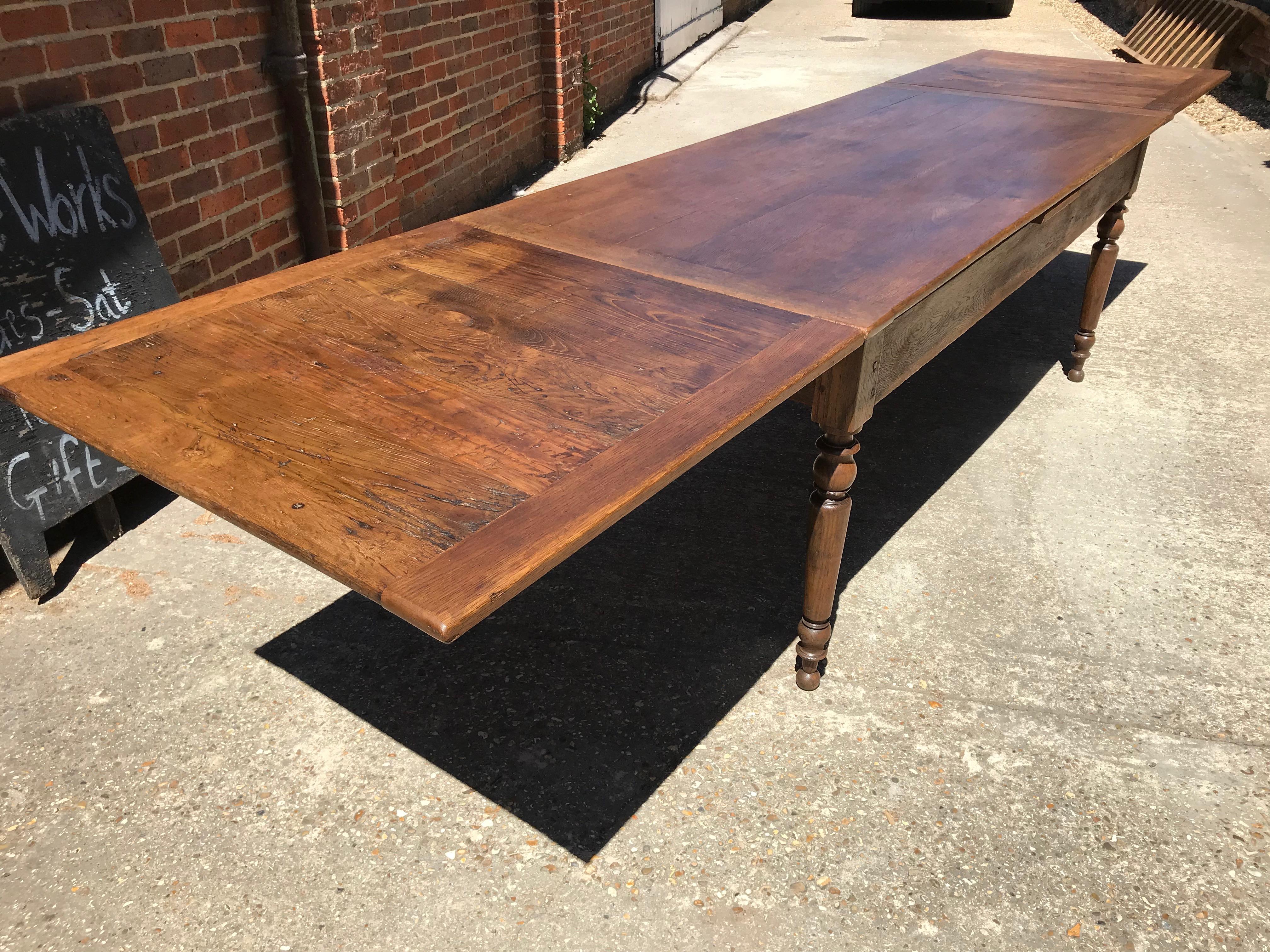 French Provincial Antique Oak Double Extending Table