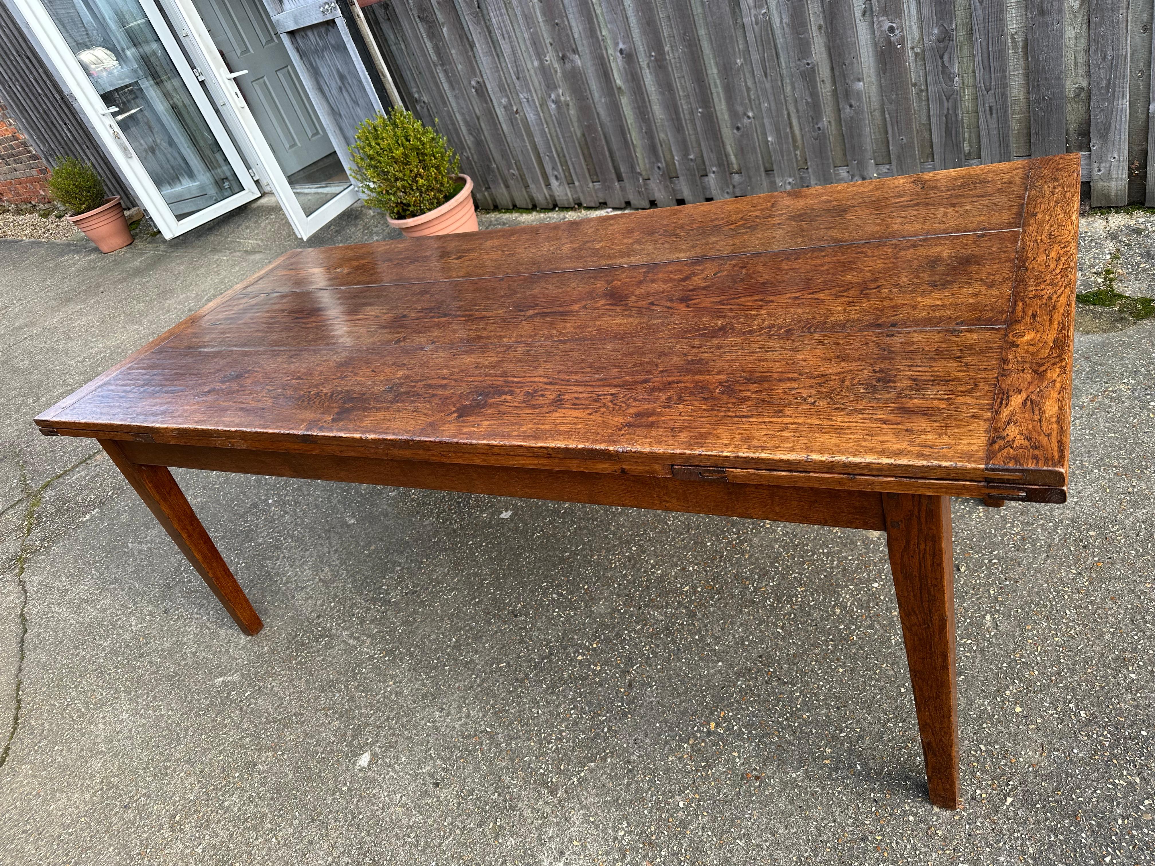 French Provincial Antique Oak Double Extending Table