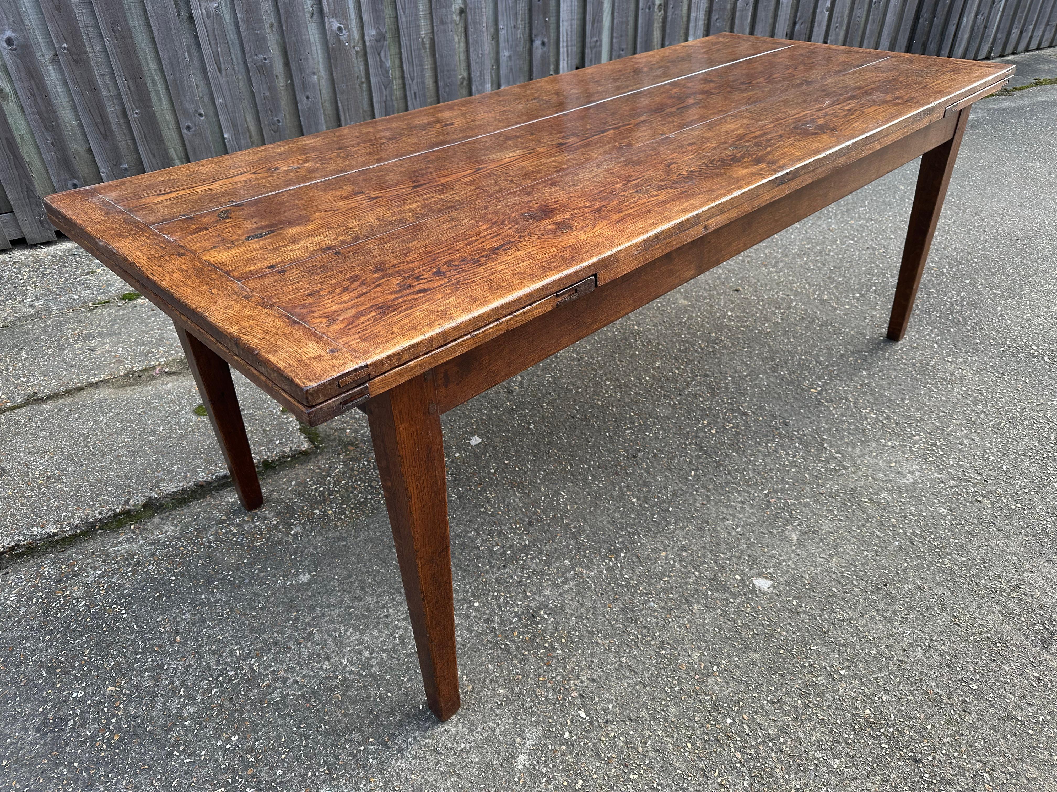 Hand-Crafted Antique Oak Double Extending Table