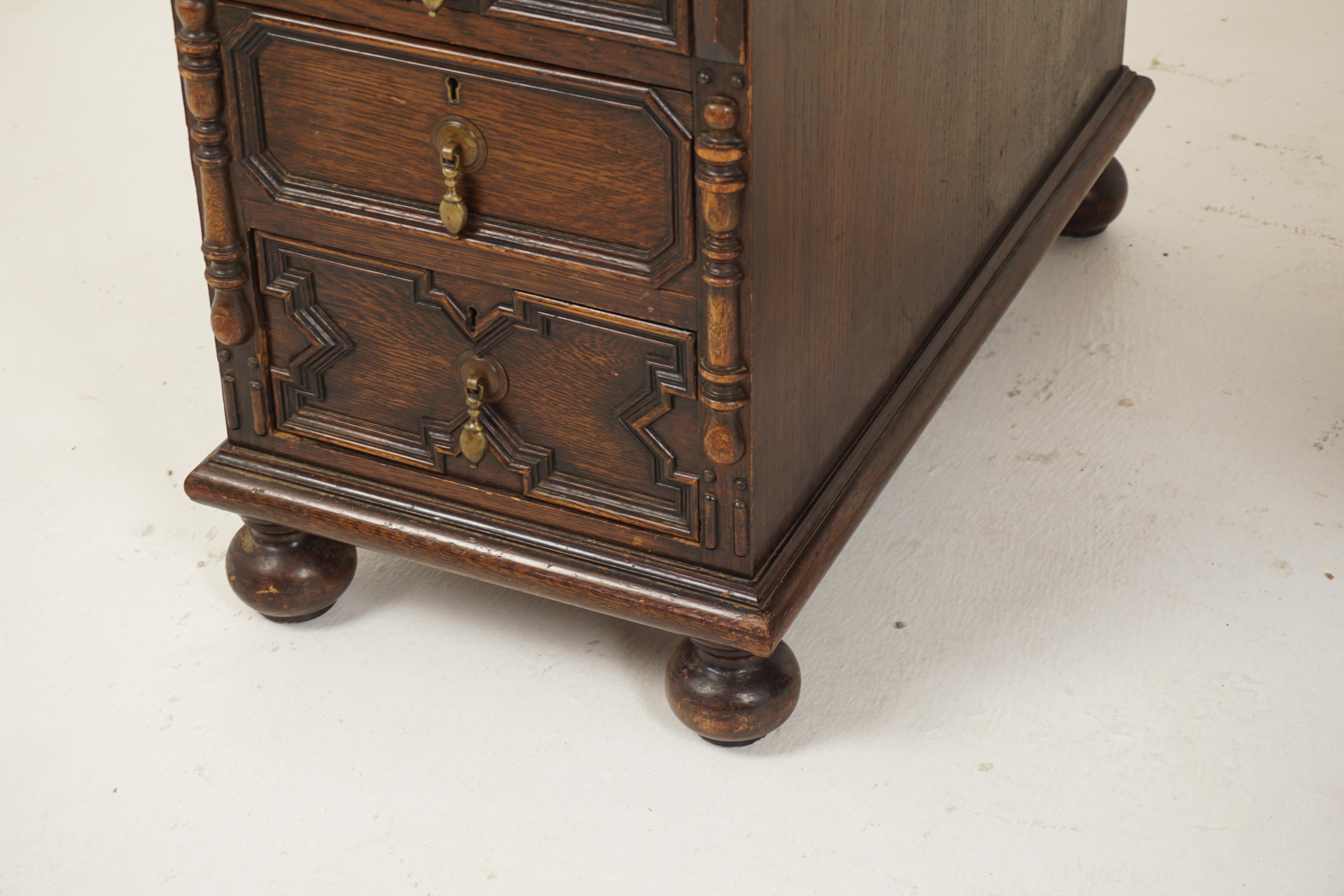 Antique Oak Double Pedestal Desk, Leather Top, Scotland 1910 For Sale 4
