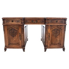 Antique Oak Double-Sided Desk, Western Europe, Late 19th Century