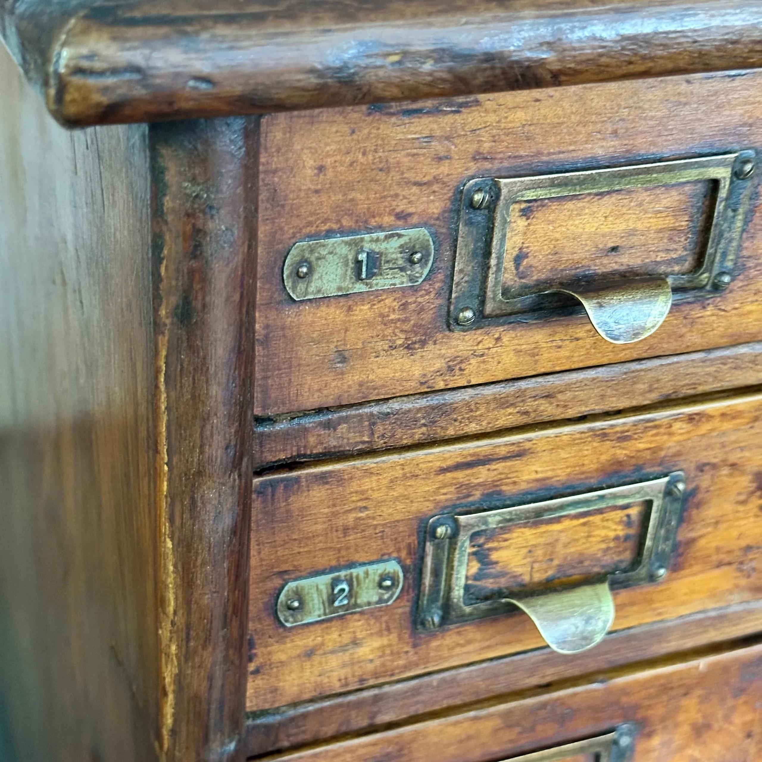 Antique Oak Double-Sided File or Parts Cabinet on Casters 2