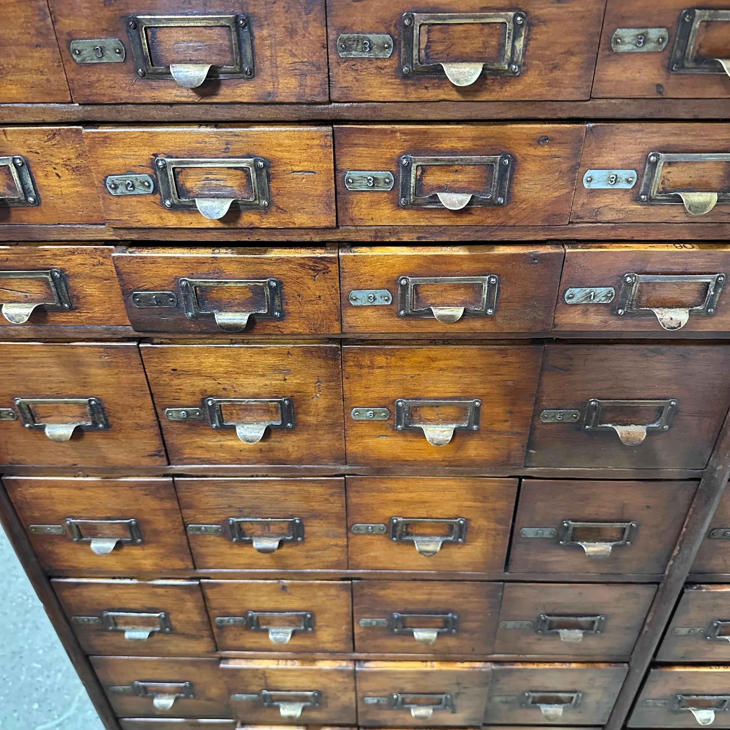 Antique Oak Double-Sided File or Parts Cabinet on Casters 3