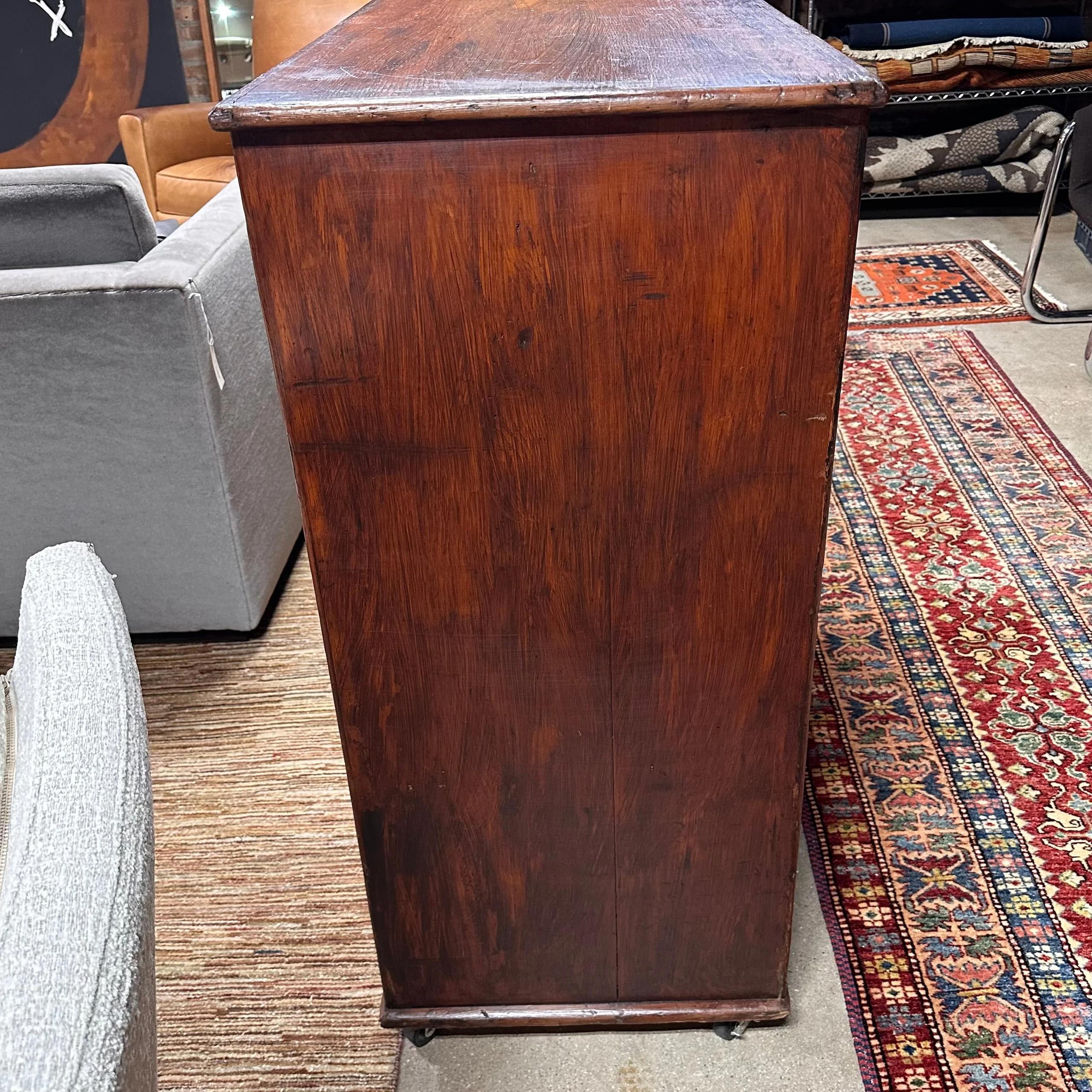 Antique Oak Double-Sided File or Parts Cabinet on Casters 5