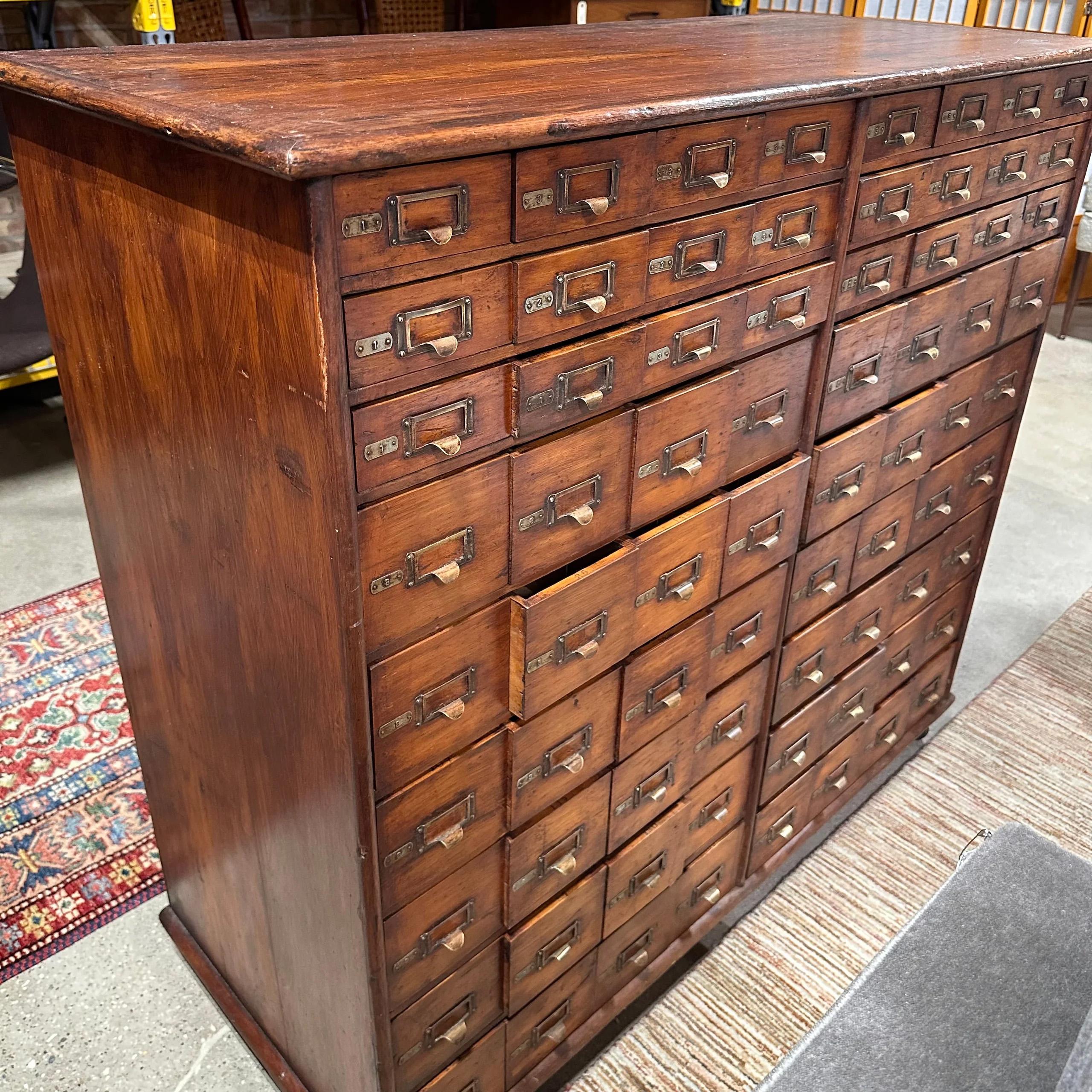 American Antique Oak Double-Sided File or Parts Cabinet on Casters
