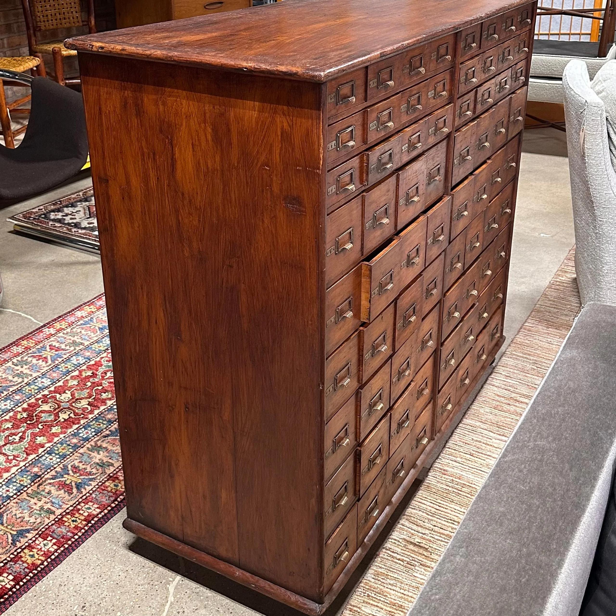 Embossed Antique Oak Double-Sided File or Parts Cabinet on Casters