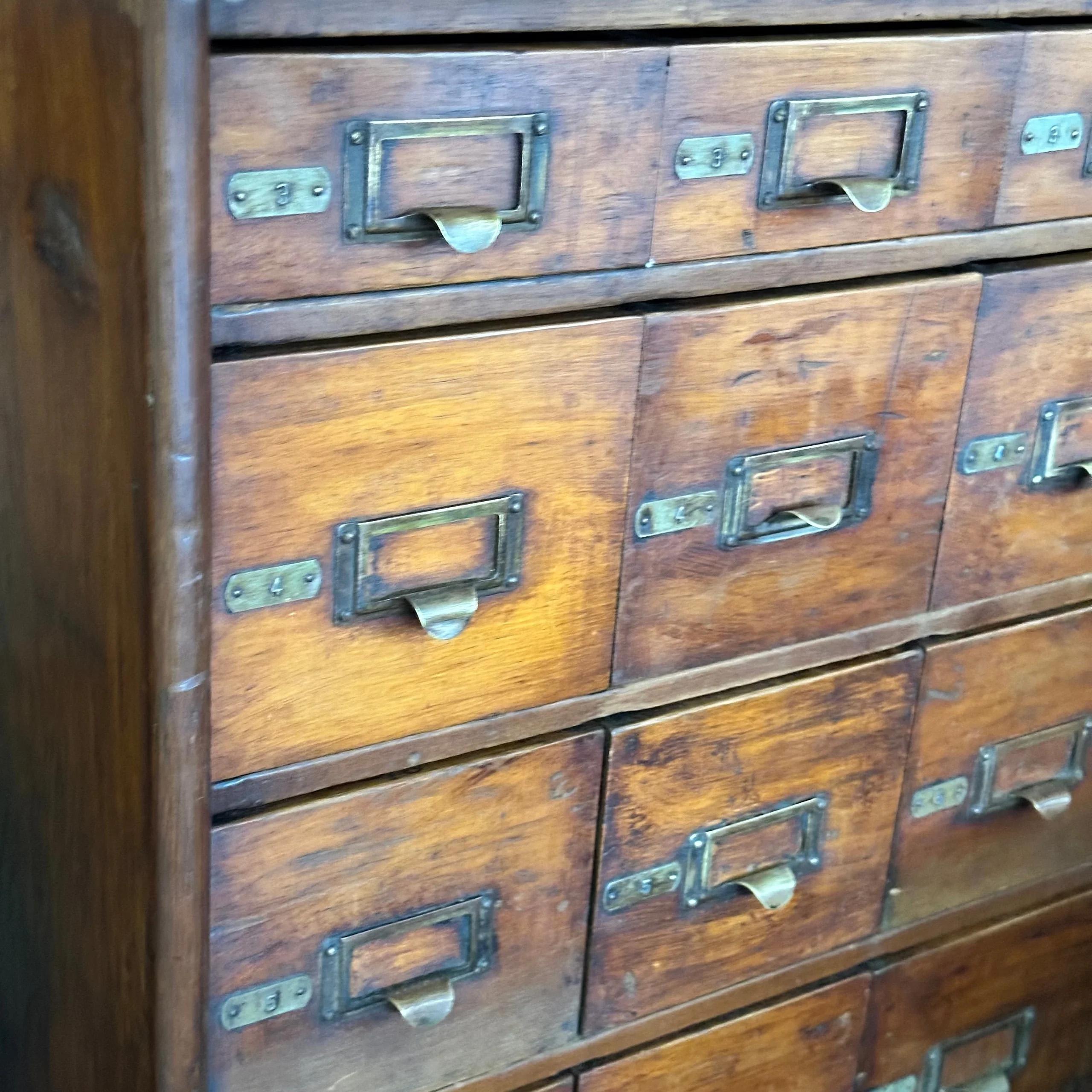 Antique Oak Double-Sided File or Parts Cabinet on Casters 1