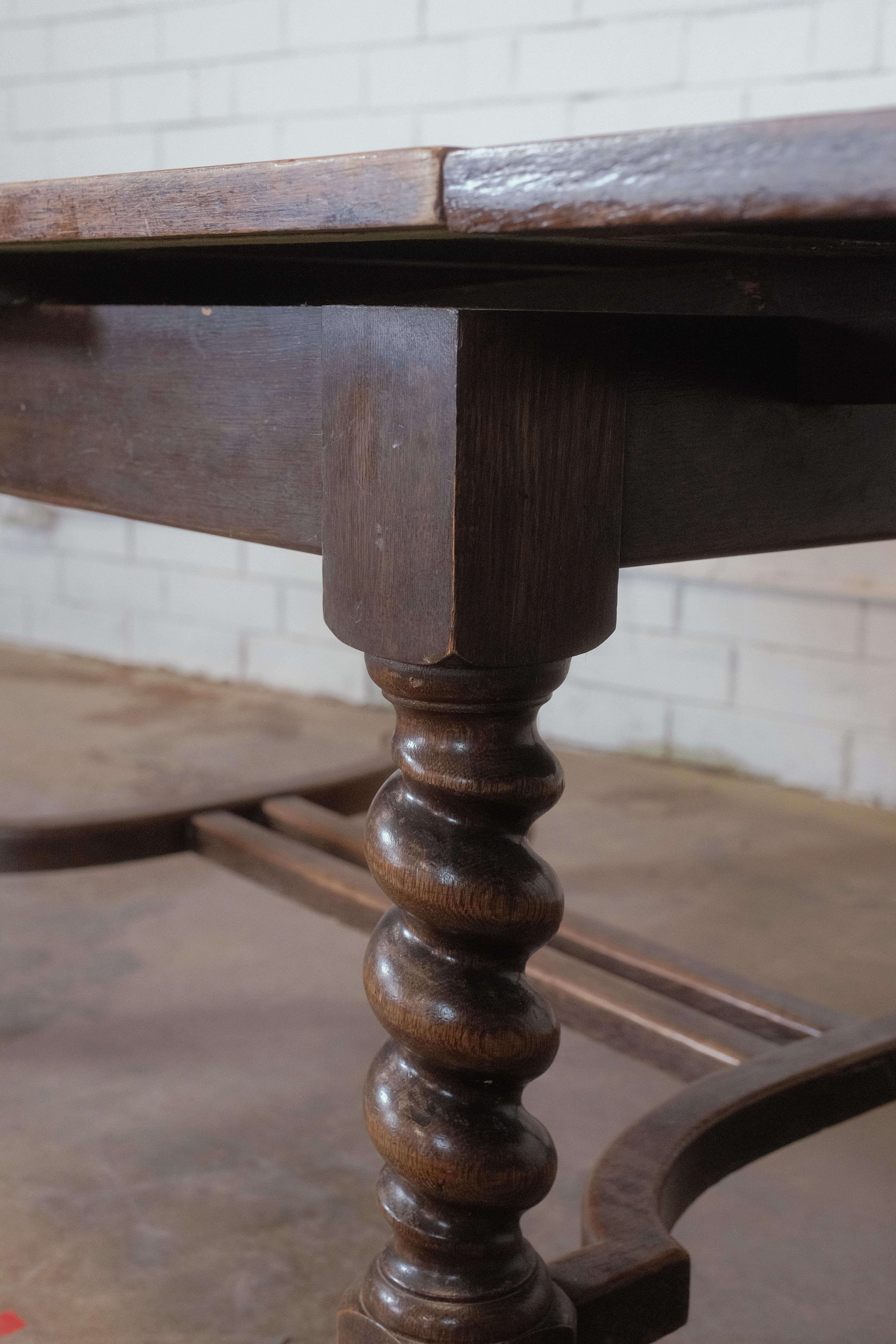 English Antique Oak Draw Leaf Dining Table For Sale