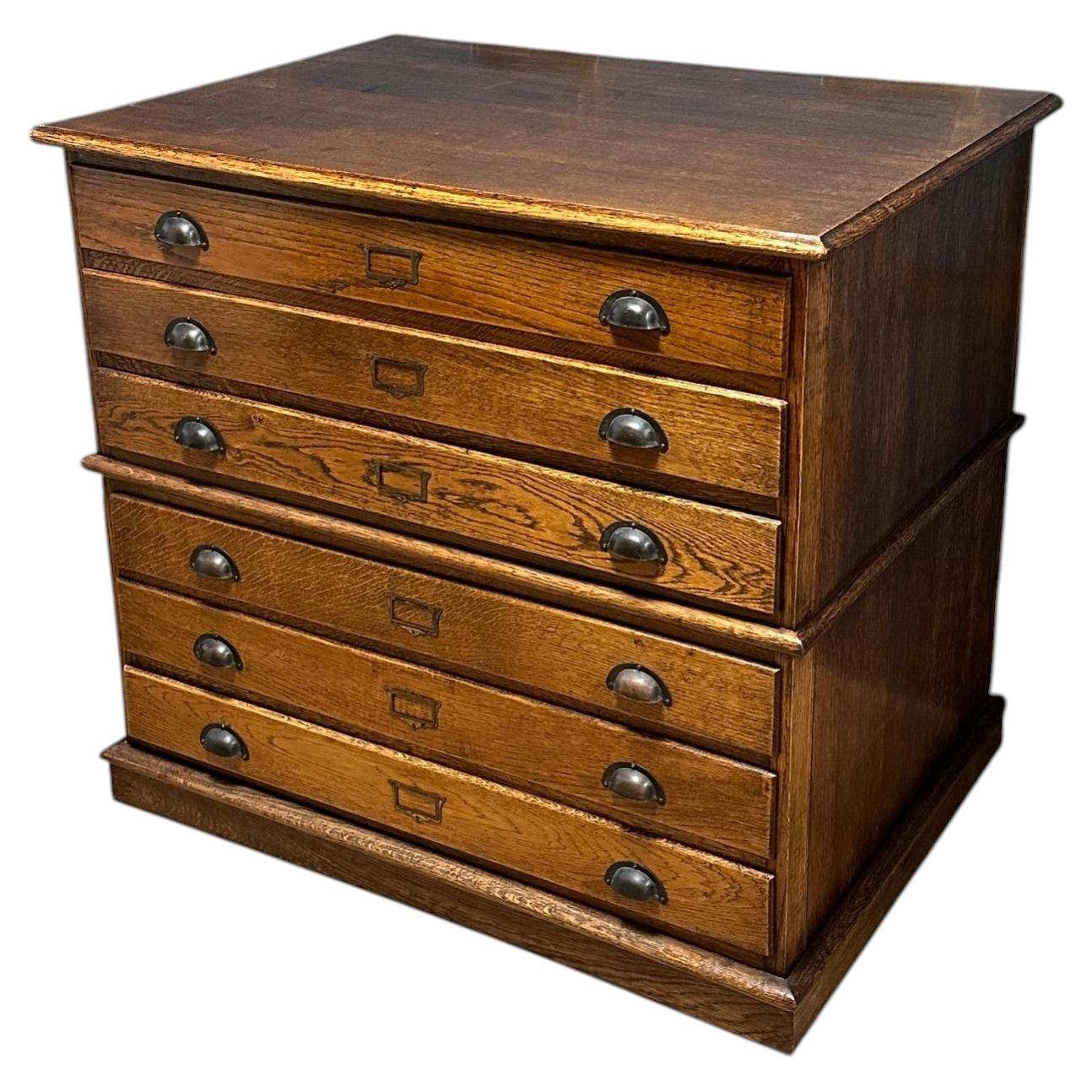 Antique oak drawing cabinet / map cabinet / architect's cabinet For Sale