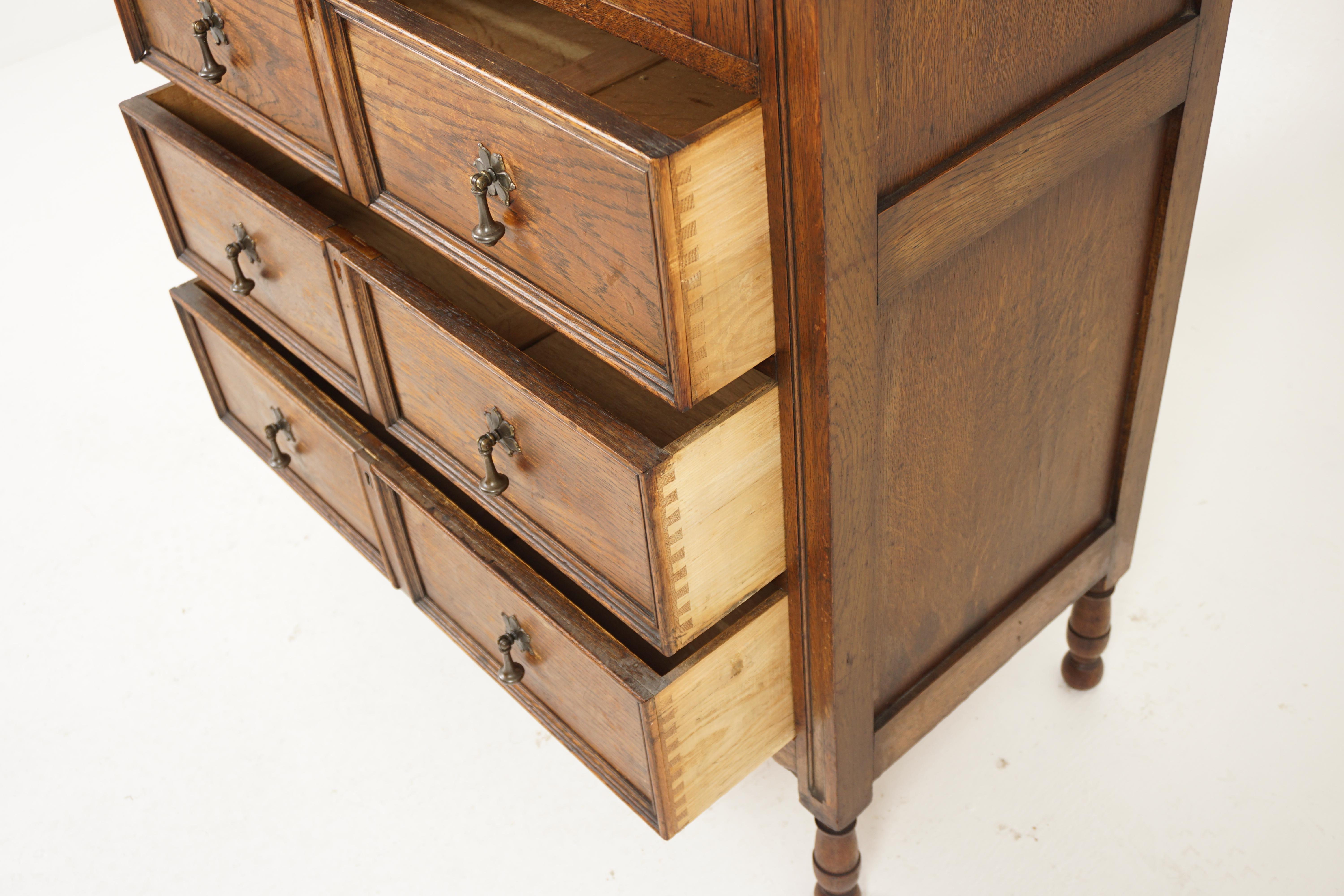 Antique Oak Dresser, Vintage Tiger Oak Bachelor Chest, Scotland 1920, H1135 In Good Condition In Vancouver, BC