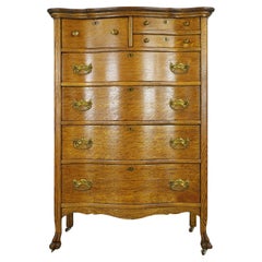 Used Oak Dresser w 7 Dovetailed Drawers + Casters