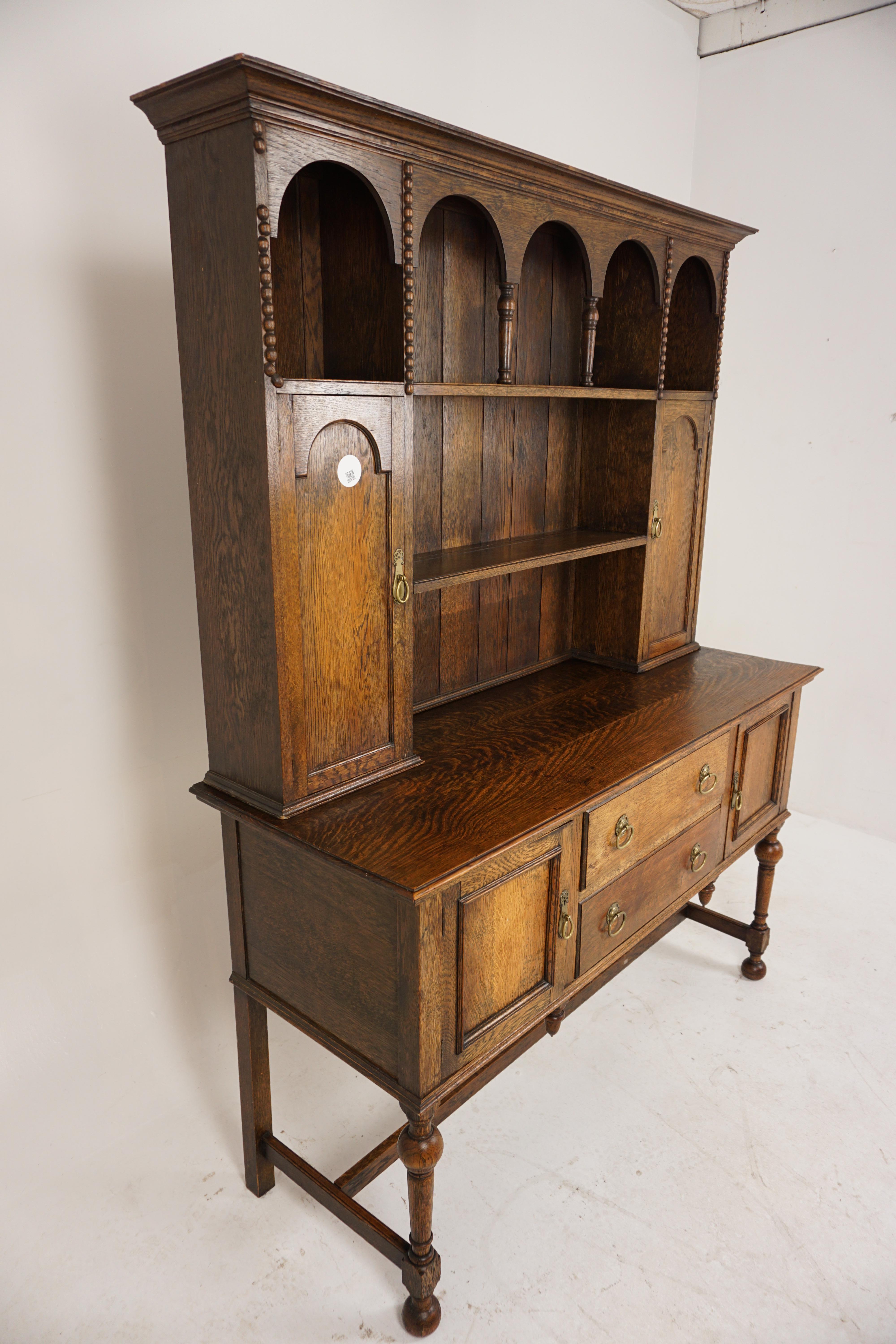 Scottish Antique Oak Dresser, Welsh Buffet, Hutch, and Sideboard, Scotland 1900, H1040