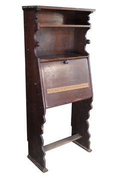 Antique Oak Drop Front Secretary Desk Bookcase Bookshelf Console 65"