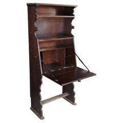 Antique Oak Drop Front Secretary Desk Bookcase Bookshelf Console 65"